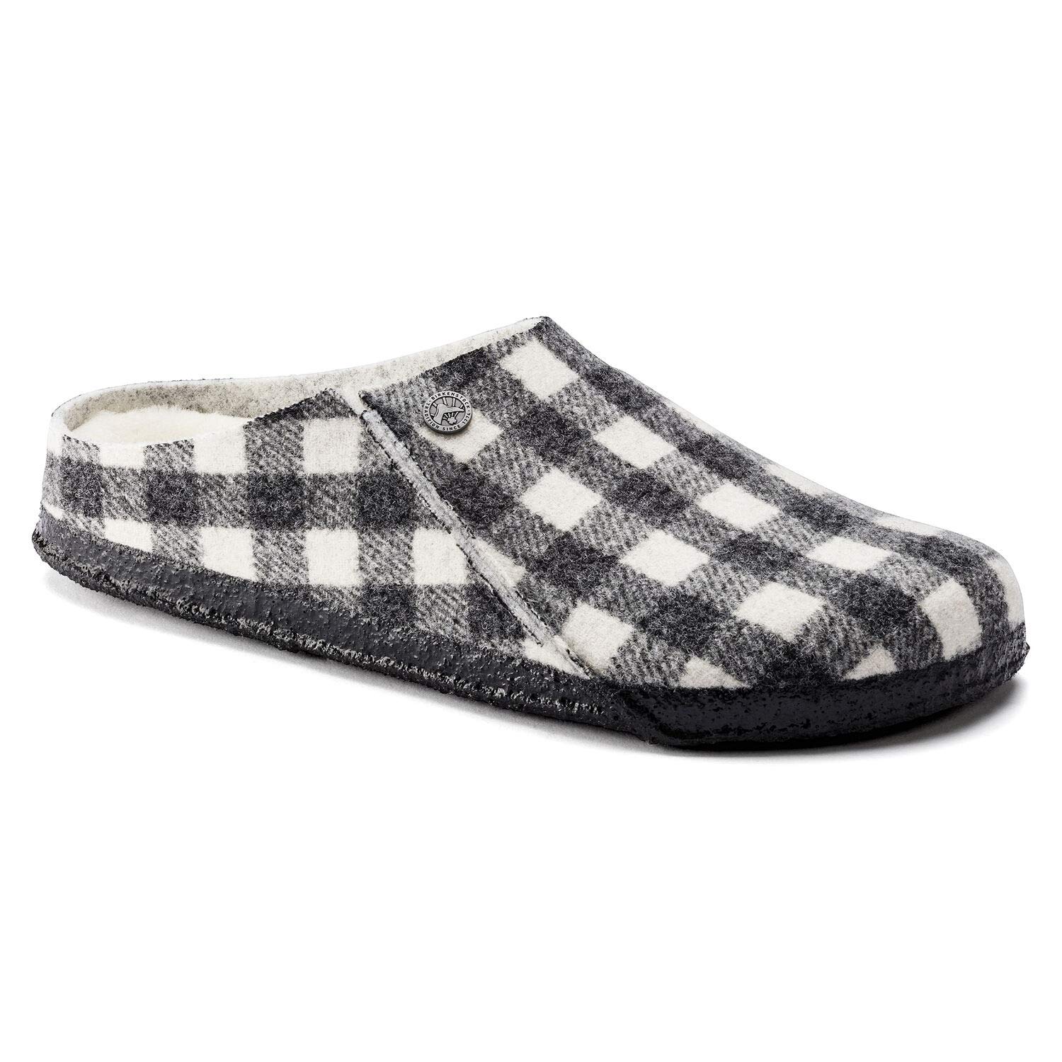 Birkenstock Men's Zermatt Shearling Slippers - Plaid White/Natural - Size 13 Medium US - Cozy Indoor/Outdoor House Shoes for Winter Comfort & Relaxation