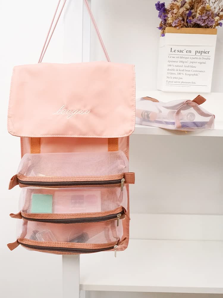 NGEL 4-in-1 Foldable Cosmetic Makeup Storage Bag | Hanging Roll-Up Travel Organizer for Women | Waterproof Removable Cosmetic Pouch | Perfect for Travel, Home & Salon Use (Pack of 1)