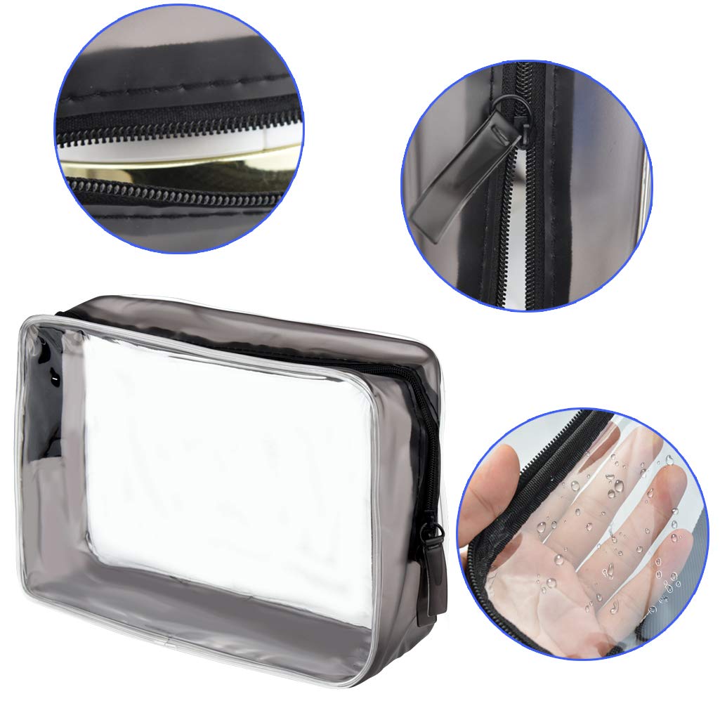 5-Pack Clear TSA Approved Makeup Bags - Waterproof PVC Zippered Toiletry Pouch for Travel, Cosmetics Organizer, Bathroom Storage - Large Transparent Travel Essentials for Vacation, Gym & Daily Use