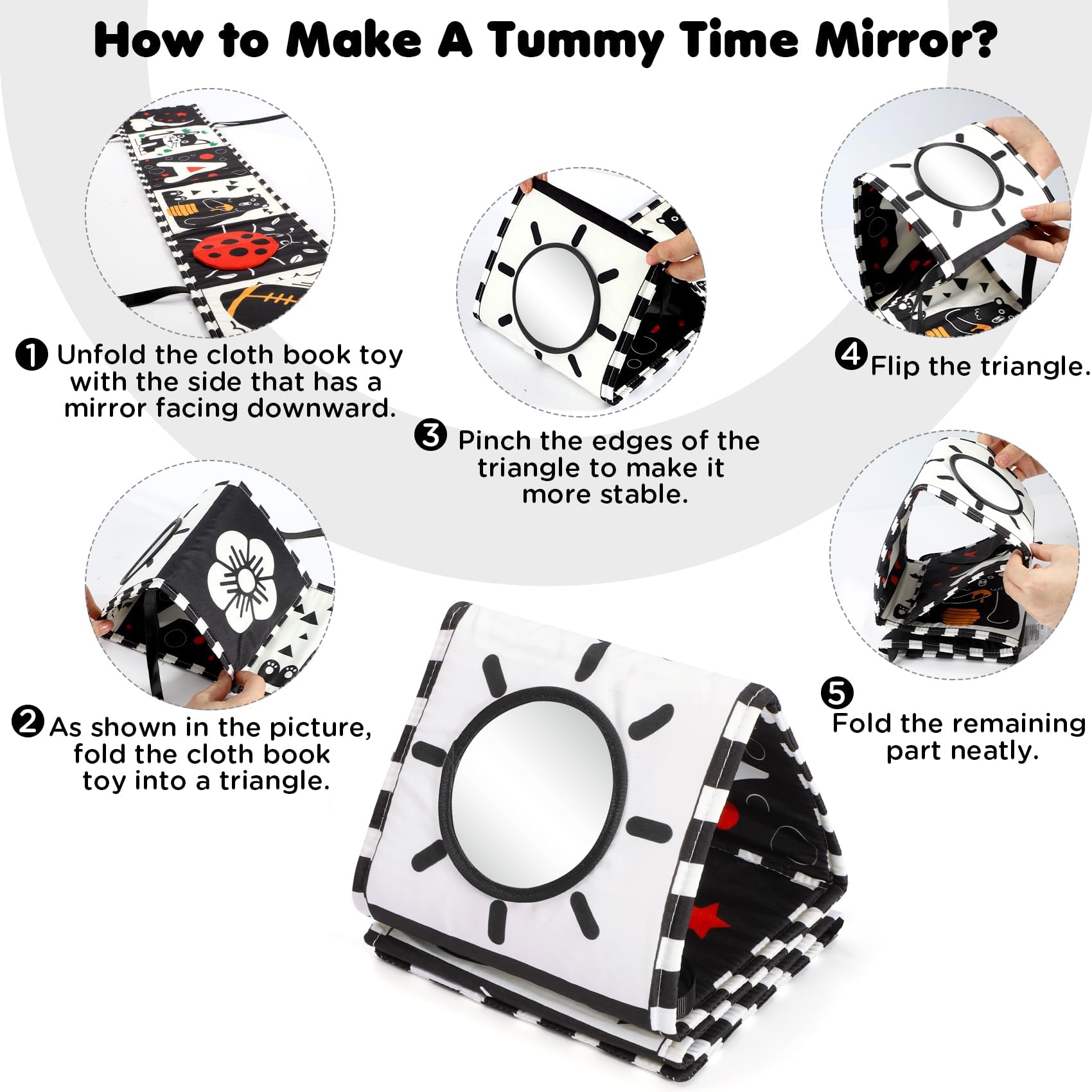 High Contrast Baby Toys 0-12 Months - Black & White Montessori Sensory Book for Newborn Visual Stimulation | Soft Tummy Time Infant Toys 0-3 Months | Perfect Shower Gift & Easter Basket Stuffer for Babies | Great for Early Learning & Developmental Play
