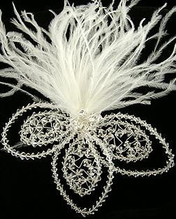Kezani L'Amour Crystal Leaf Headpiece with Ostrich Feathers - Elegant Bridal Hair Accessory for Weddings, Prom & Special Occasions