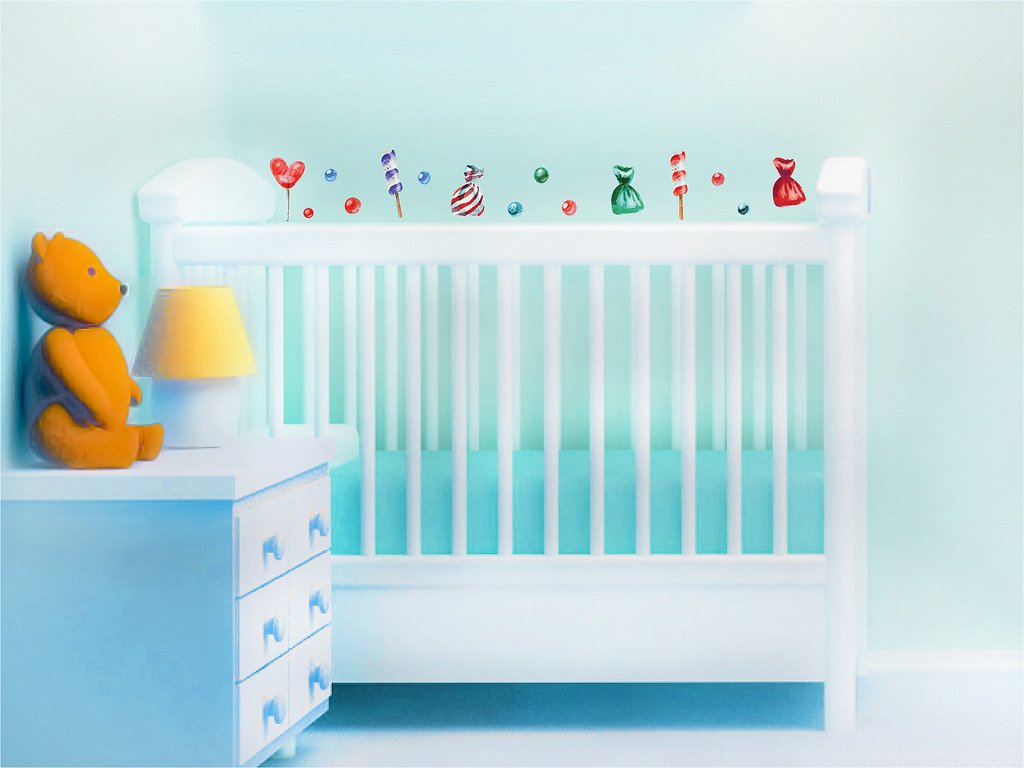 Picniva A1 (5 Inch) Candy Heart Baby Nursery Room Decor - Clear Vinyl Wall Stickers for Kids' Bedroom, Playroom & Nursery Decoration