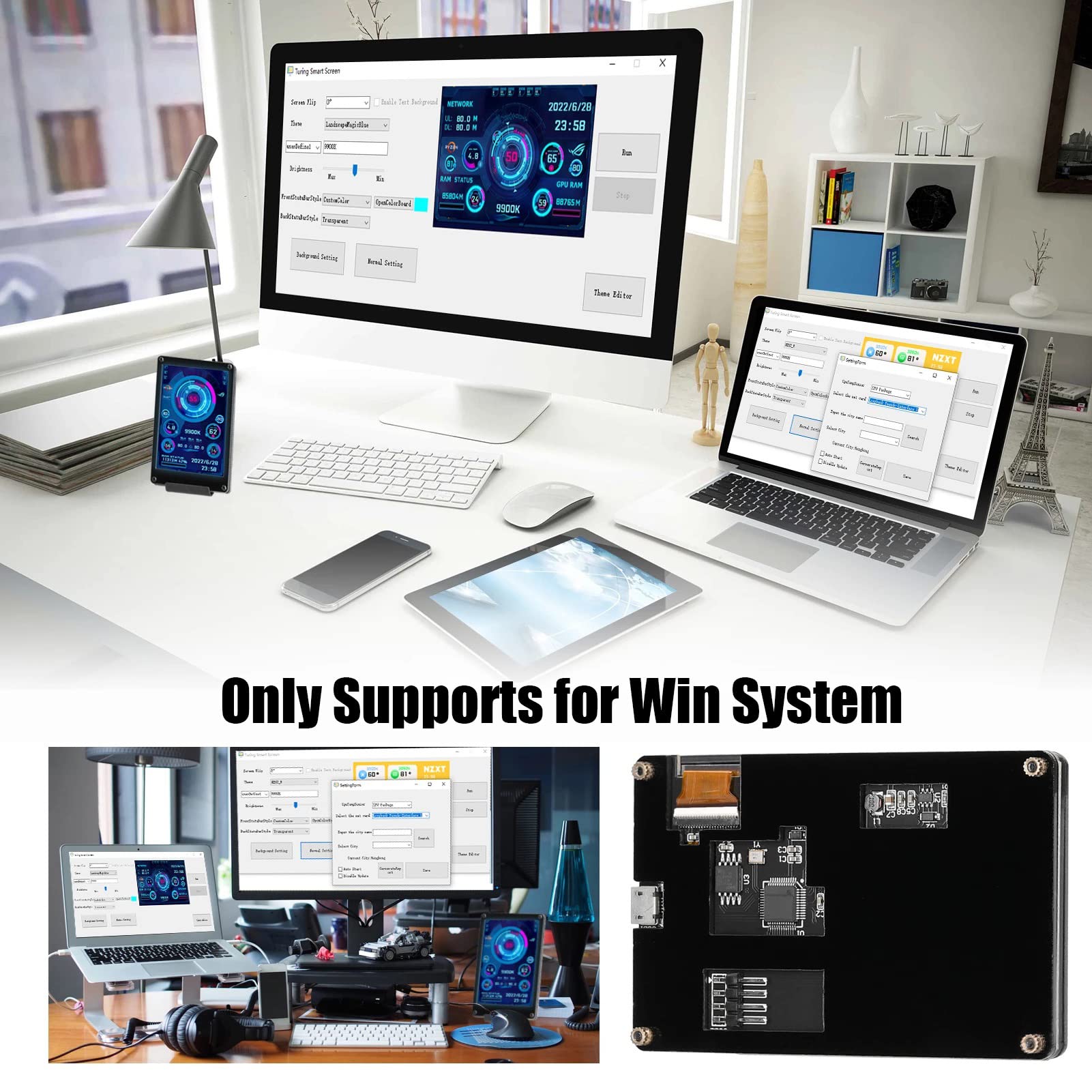 Goshyda 5in IPS USB Mini PC CPU Data Monitor - AIDA64 Sensor Panel Display for Windows System | Real-Time Temperature & RAM Monitoring for Gaming & PC Builds