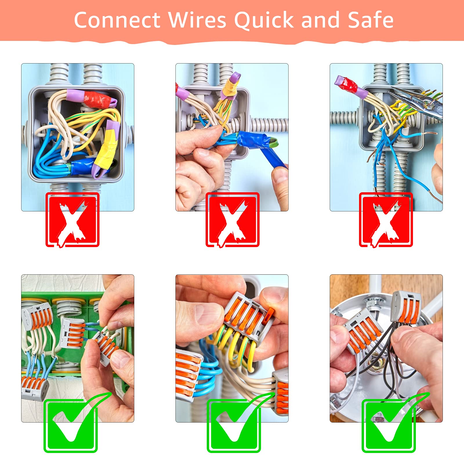 Lever Wire Nut Connectors - Compact Electrical Connectors Kit for Quick Terminal Block Splicing | Universal Soft & Hard Wire Connection | Ideal for Home Wiring, DIY Projects & Electrical Repairs