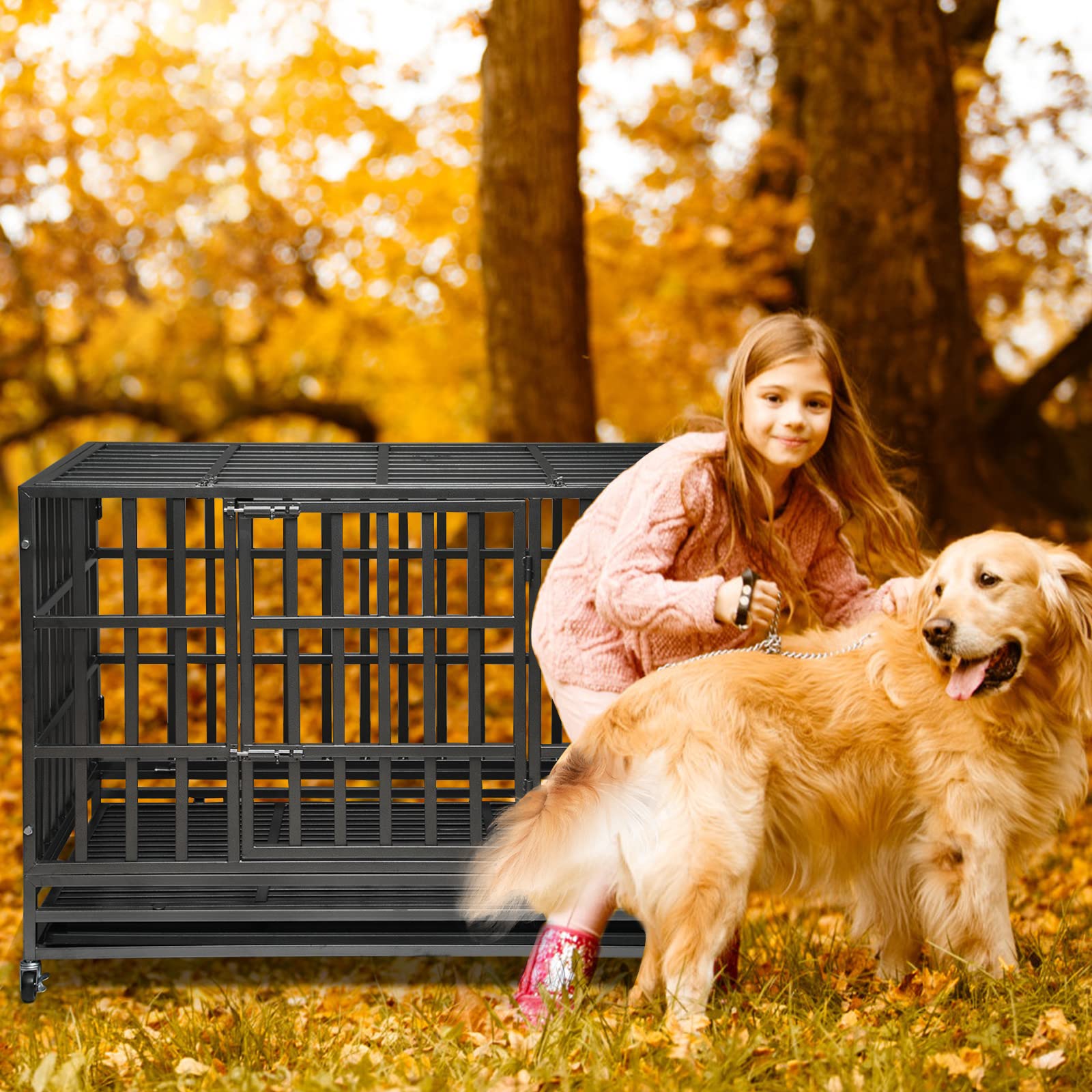 Premium Heavy Duty Dog Crate Cage - Extra Large 48