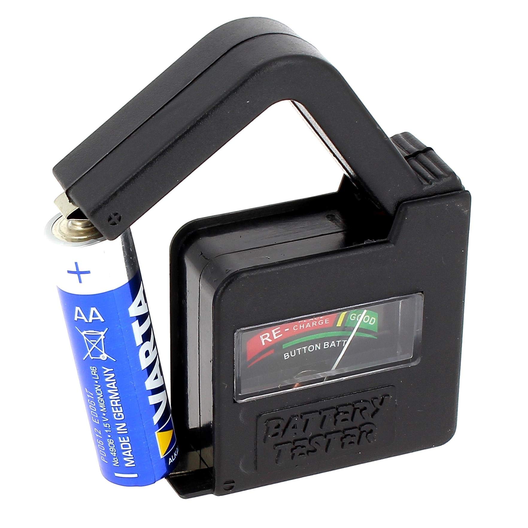 Professional Battery Tester for AAA, AA, C, D, 9V, N & Button Cells - Check Voltage of Alkaline, Lithium & Rechargeable Batteries - Perfect for Home, Office & Emergency Kits