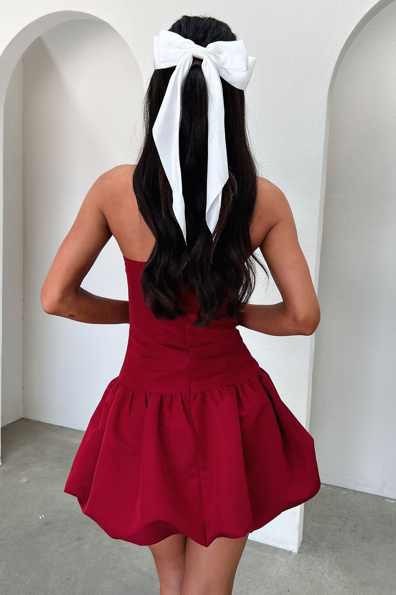 Kloe Dress Burgundy - Elegant Women's A-Line Midi Dress for Casual Wear, Office & Date Night