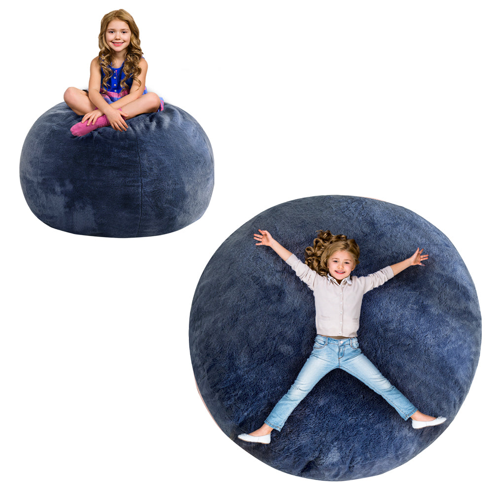 MAXYOYO 2-in-1 Kids Bean Bag Bed & Chair - Convertible Floor Cushion for Playroom, Nursery or Dorm (Blue) - Perfect for Lounging, Reading & Sleepovers