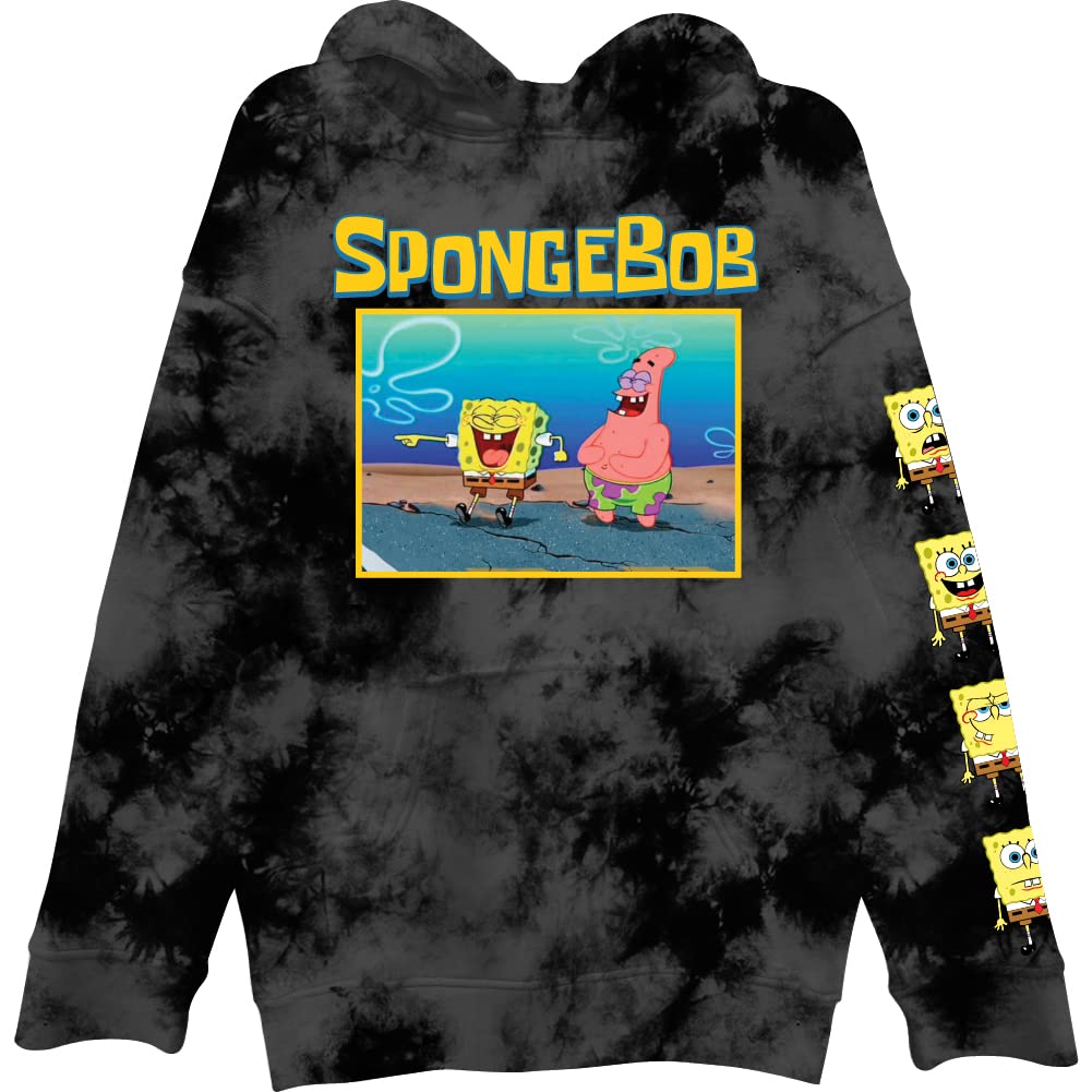 Men's SpongeBob SquarePants Tie-Dye Hoodie - SpongeBob, Patrick & Krusty Krab Graphic Sweatshirt | Casual Wear, Cosplay & Gift for Fans