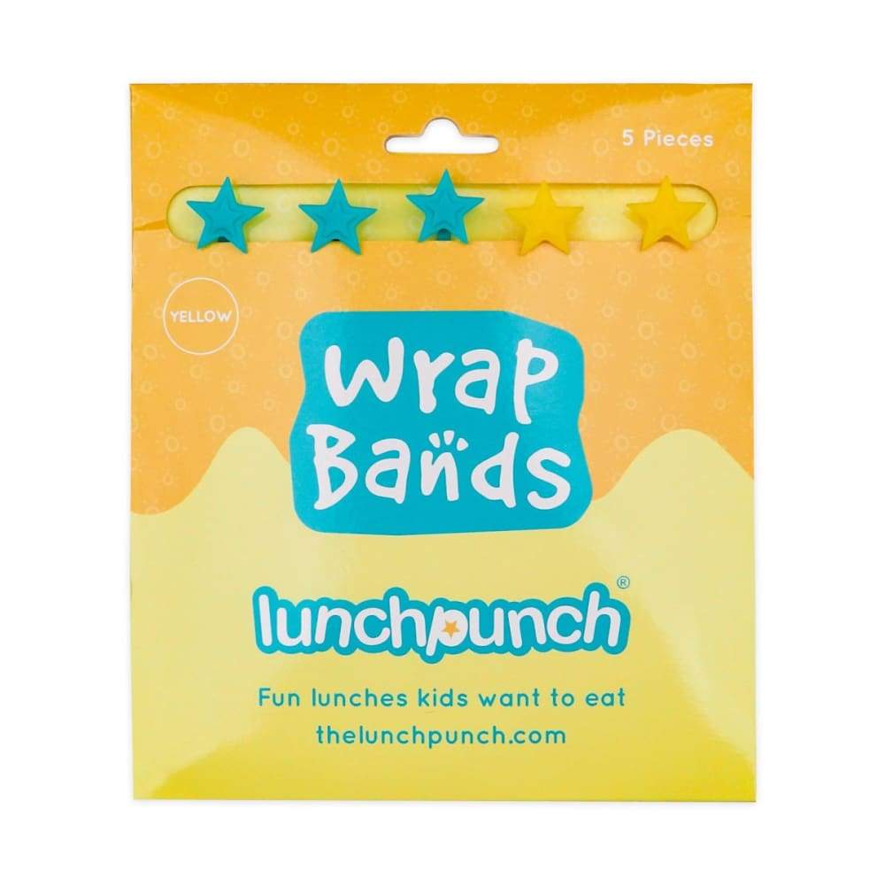 5 Pack Yellow Lunch Punch Wrap Bands - Reusable Sandwich Wrappers for School, Office & Picnic Lunch Bags - Eco-Friendly Food Storage Solution