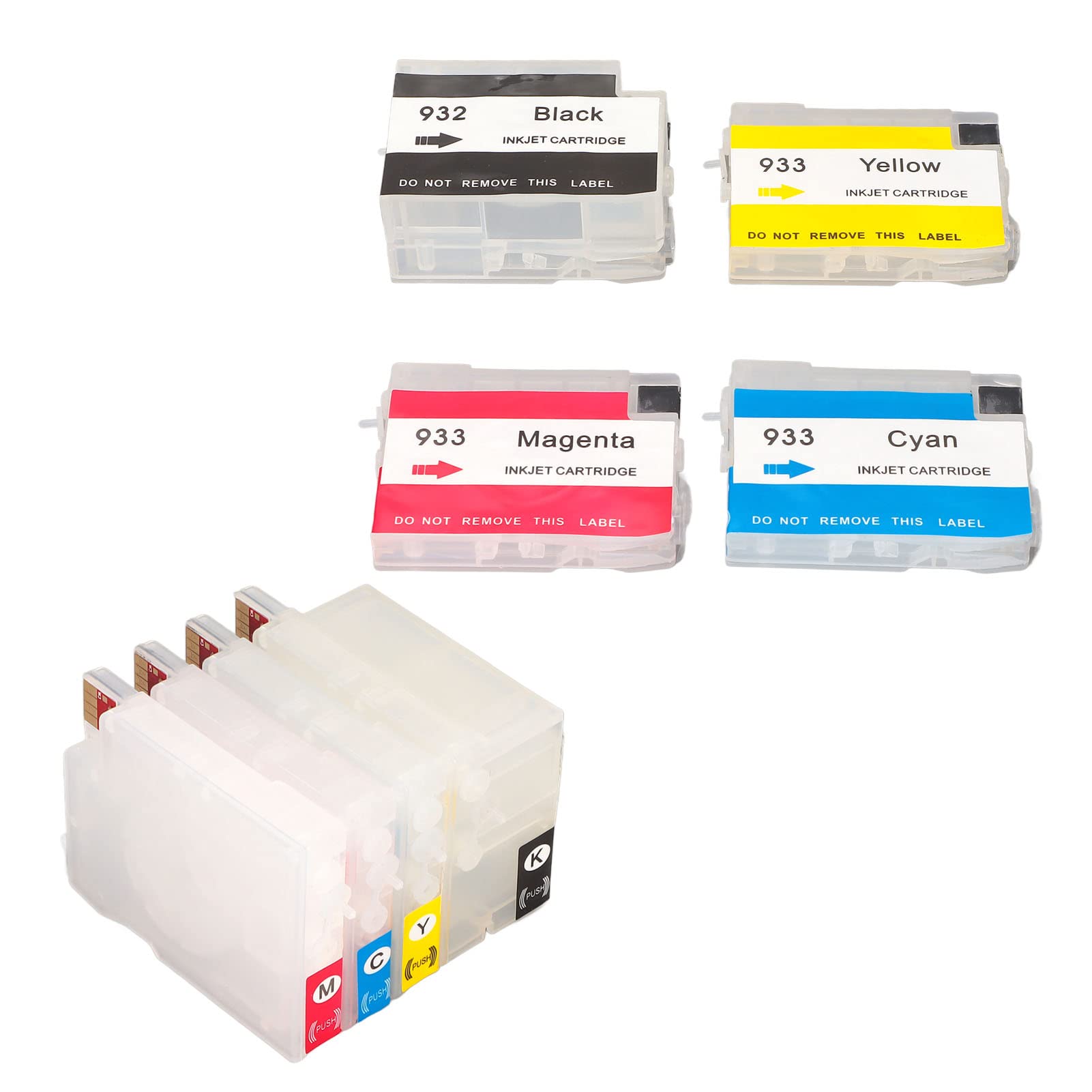 Refillable Ink Cartridge Replacement for HP 6600 6700 7110 7510 7610 Printers - 4 Color PP Cartridges - Perfect for Home & Office Printing Needs
