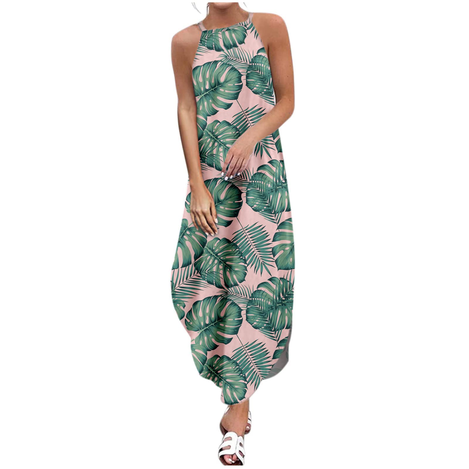 2022 Women's Summer Dresses - Casual Floral Print Sleeveless Maxi Dress, Beach Cover Up & Vacation Outfit | Perfect for Pool Parties, Tropical Getaways & Date Nights