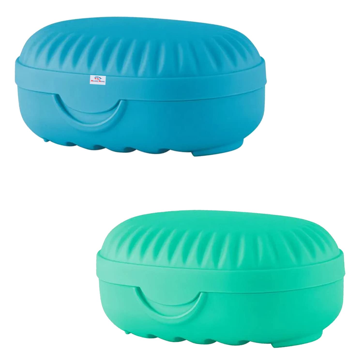 Pack of 2 Self-Draining Plastic Soap Holders for Bathroom - Leakproof Portable Soap Box for Shower, Kitchen, Outdoor Camping & Travel - Mint Green & Sky Blue - Perfect for Home, RV, Gym and Dorm Use