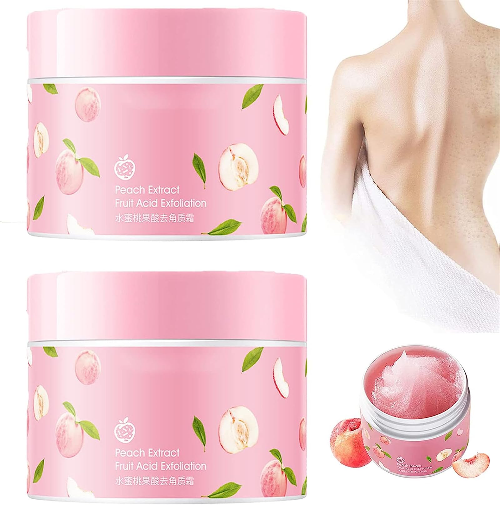 Natural Peach Extract Exfoliating Body Scrub - Deep Cleansing & Smoothing Rubbing Mud for Rough Dry Skin & Cuticle Removal | Perfect for Spa Day, Pre-Shave Prep & Post-Workout Skin Renewal