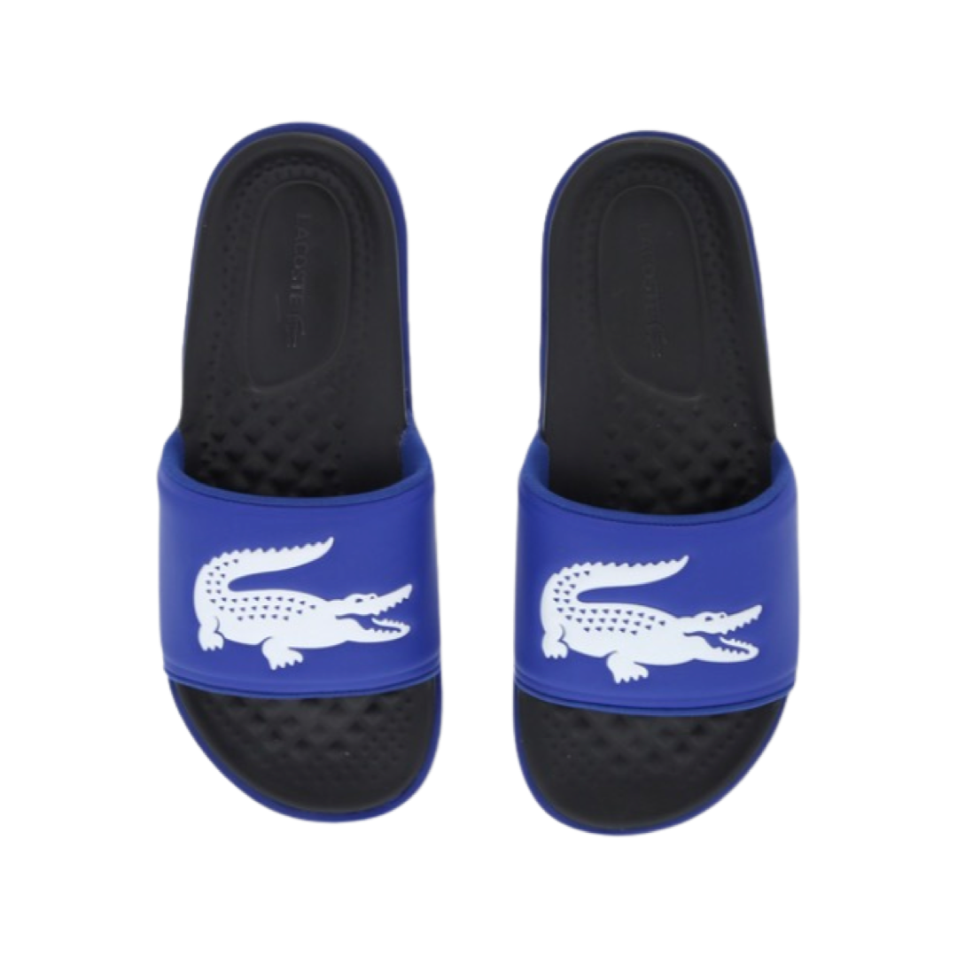Lacoste Croco Dualiste Slide 0722 - Royal Blue, White & Black Men's Comfort Slides | Perfect for Pool, Beach & Summer Casual Wear