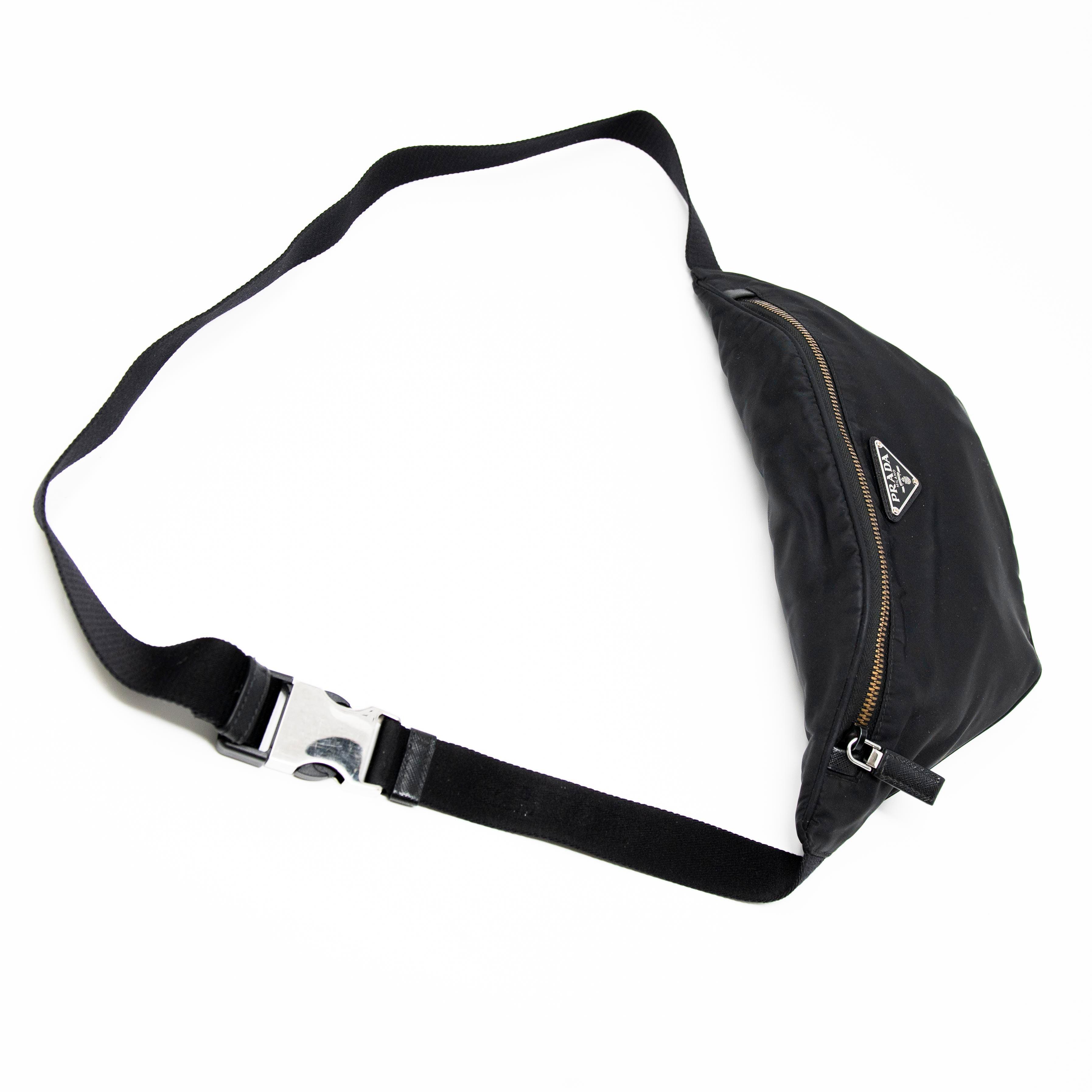 Prada Black Re-Nylon Belt Bag for Women | Crossbody Sling Bag | Fashionable & Water-Resistant | Perfect for Travel, Shopping & Everyday Use