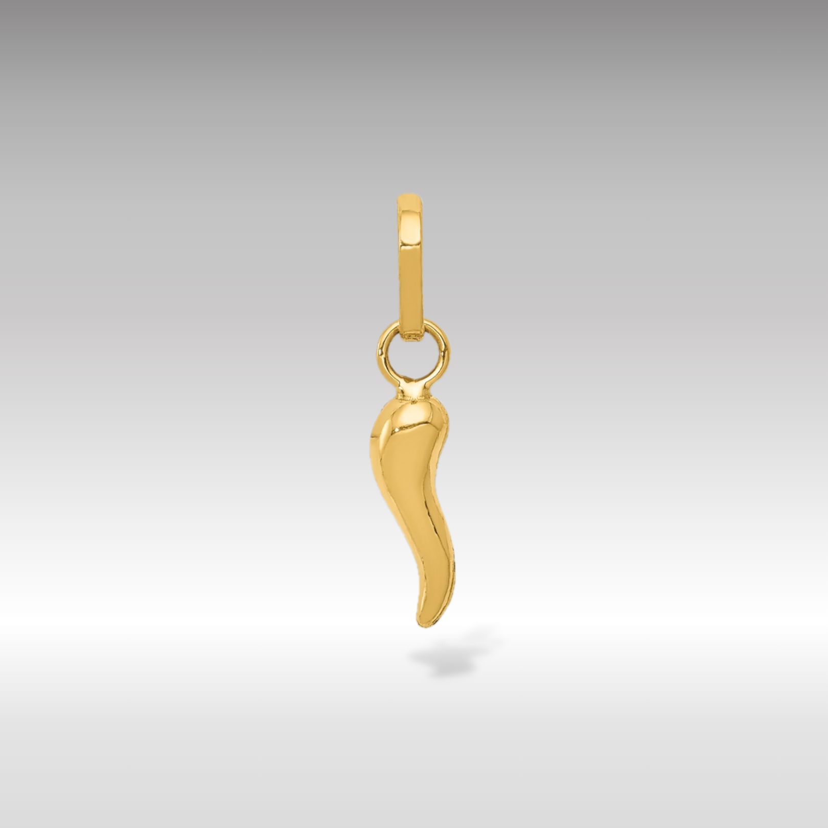 3D Italian Horn Charm in Gold - Extra Small Size (Model XCH117) | Perfect for Necklaces, Bracelets & Good Luck Jewelry Gifts