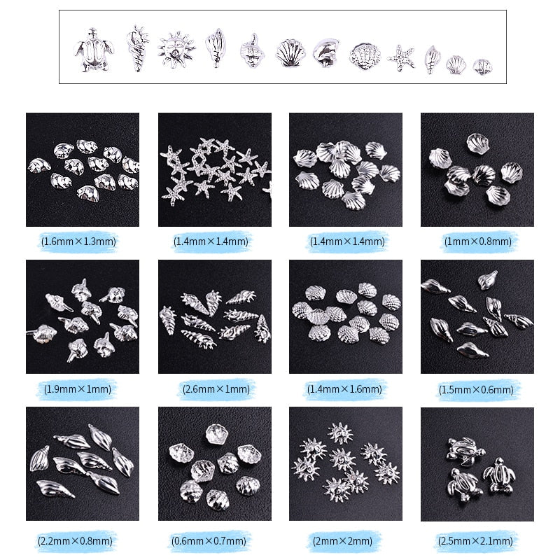 2024 Trendy Metal Sea Animal Nail Stickers - Cute Shell Shaped Nail Art Decor for Manicure & Pedicure | Perfect for Summer Beach Nails, DIY Nail Design, and Gift Giving
