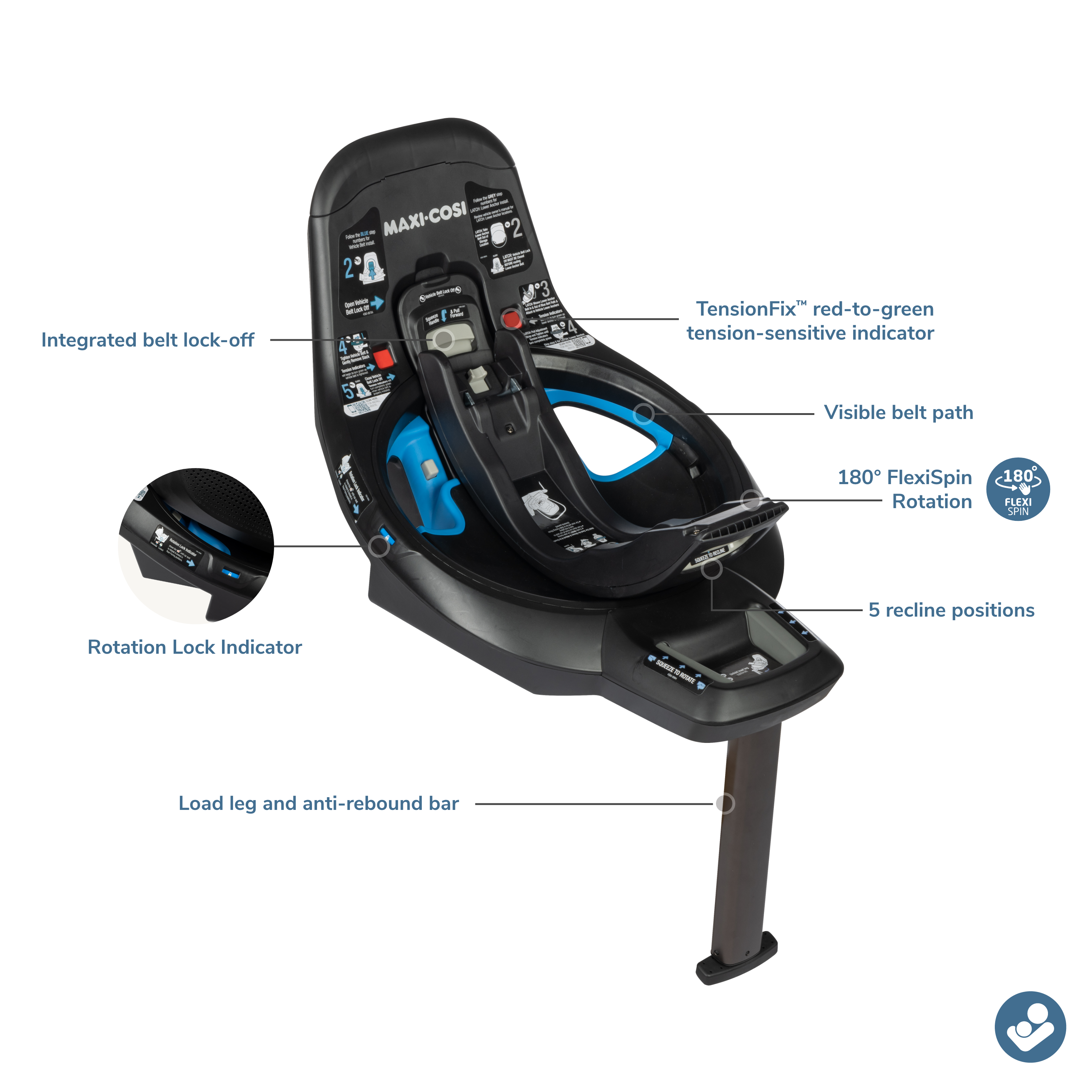 Maxi Cosi Peri 180° Rotating Infant Car Seat with Extra Base - Safe & Convenient Baby Travel Solution for Newborns to Toddlers | Ideal for Cars, SUVs, and Family Road Trips