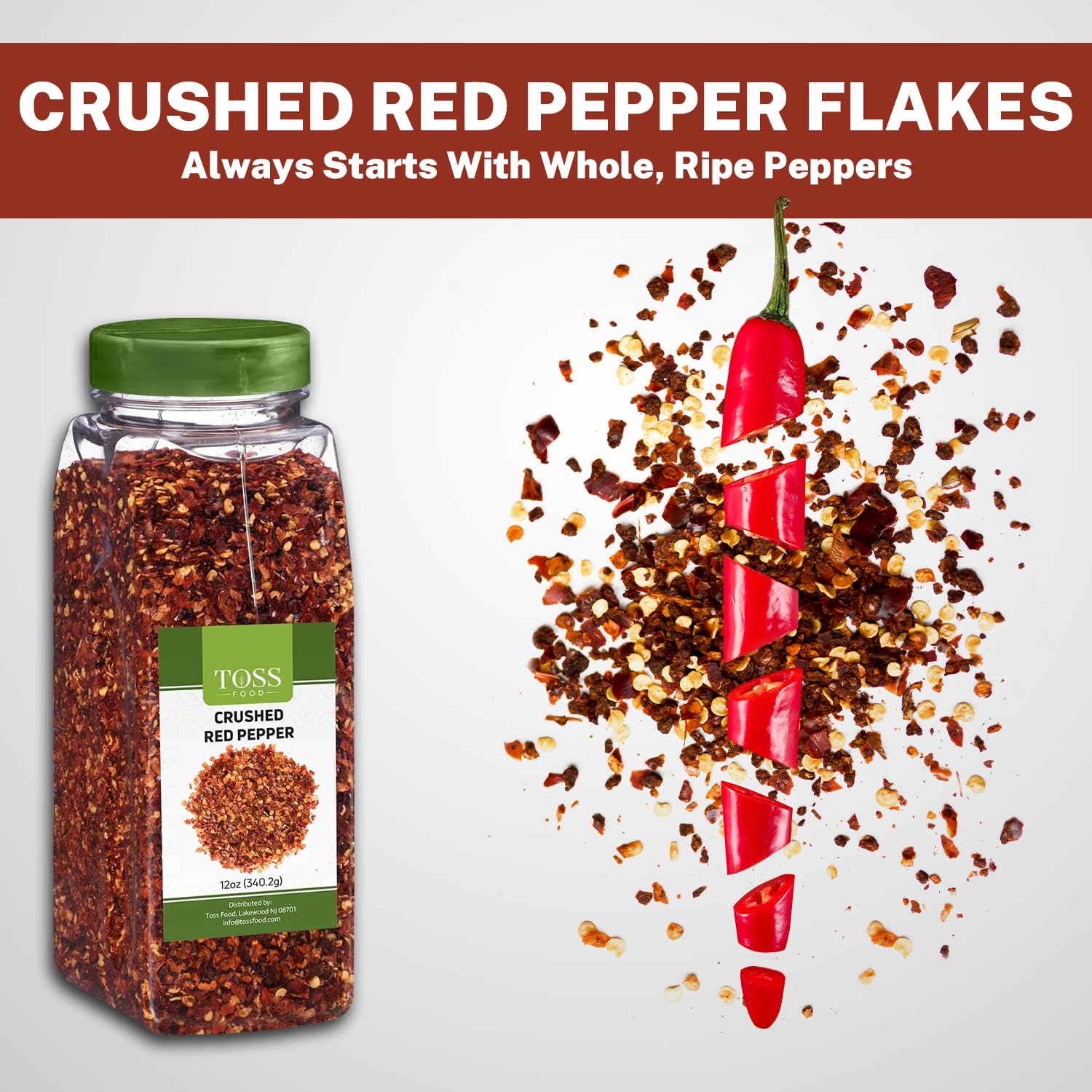 Premium Crushed Red Pepper Flakes - 12oz Bulk Spice for Pizza, Pasta & Seafood | Hot Chili Flakes for Cooking, Chowder & Seasoning | Perfect for Italian Dishes, Soups & Grilled Meats