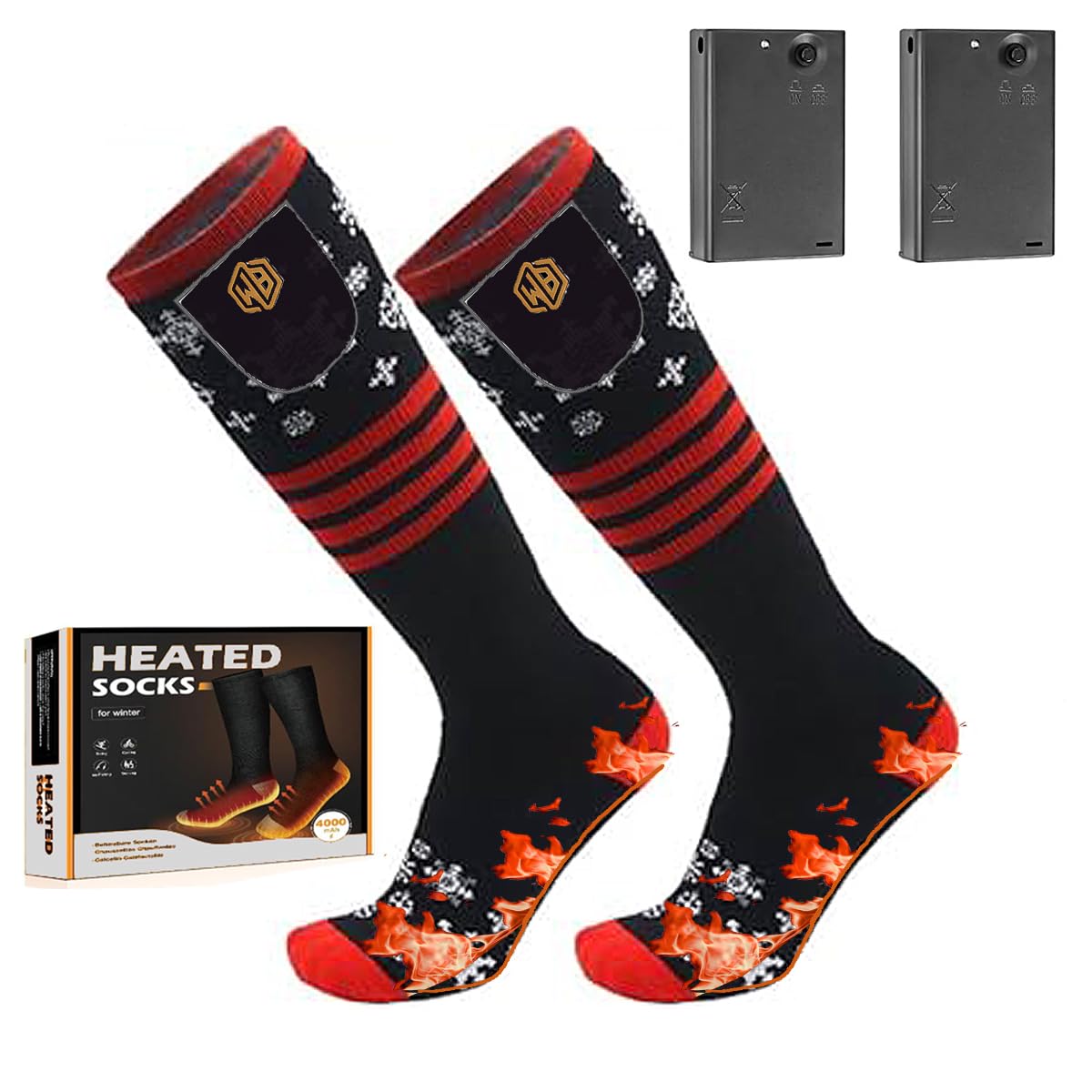 Rechargeable Heated Socks for Men & Women - Electric Foot Warmers for Hunting, Skiing, Cycling, Camping & Hiking - Perfect Winter Socks for Cold Weather & Outdoor Activities - Great Christmas Gift Idea