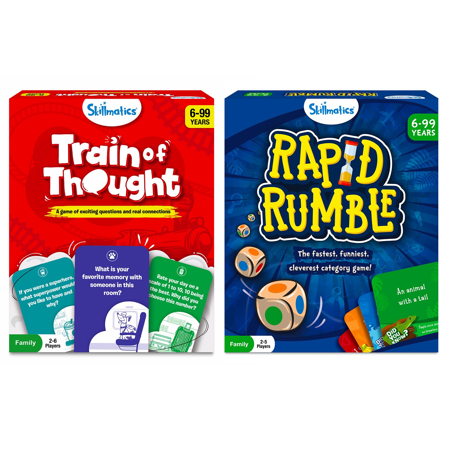 Skillmatics Rapid Rumble & Train of Thought Bundle - Fun Family Games for Kids, Teens & Adults - Perfect for Parties, Travel & Game Nights