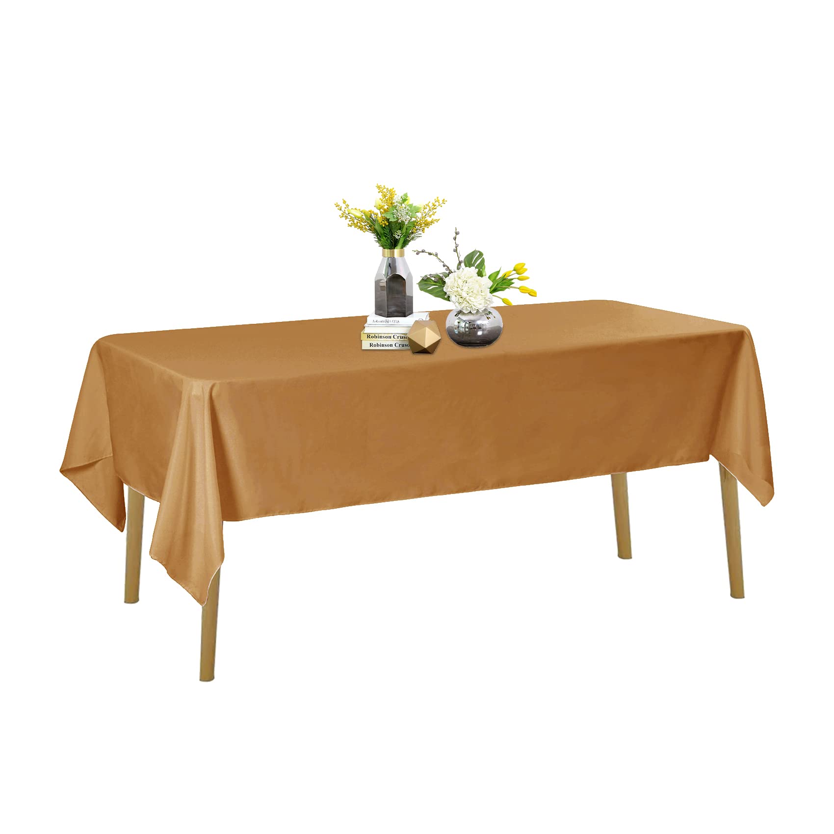 60x120 Inch Gold Rectangle Tablecloth - Stain & Wrinkle Resistant Washable Polyester Table Cover for Dining, Buffet & Wedding Decor - Elegant Fabric Tablecloth for Parties, Holidays & Special Events