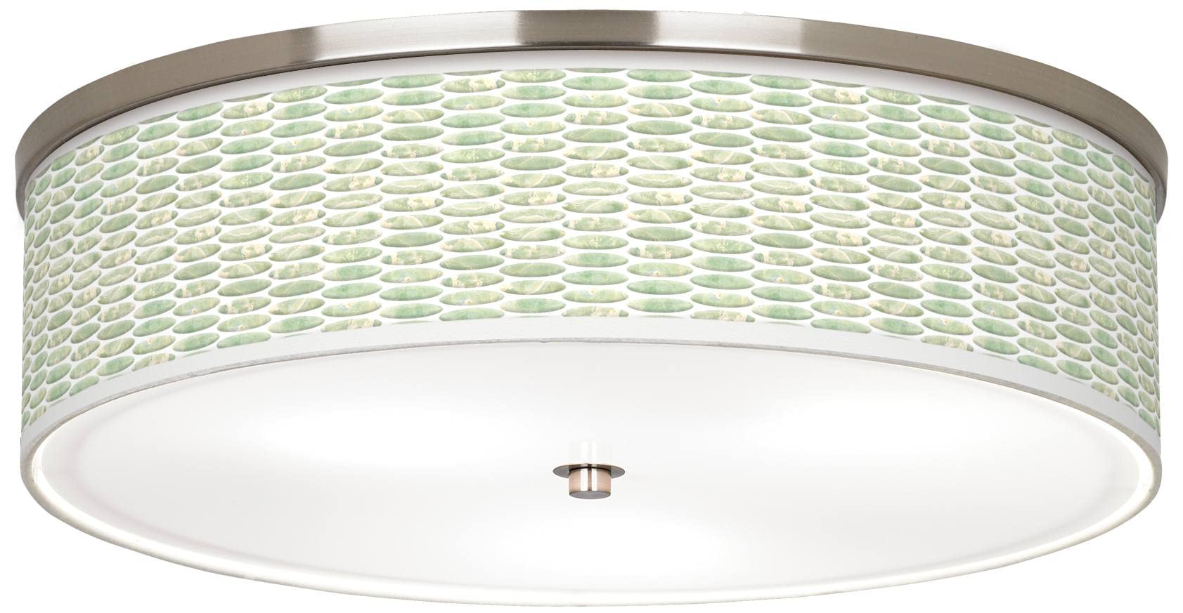 20.25 Inch Oval Tempo Giclee Nickel Ceiling Light with Printed Shade - Vintage Style Flush Mount Lighting for Bedroom, Living Room & Dining Room