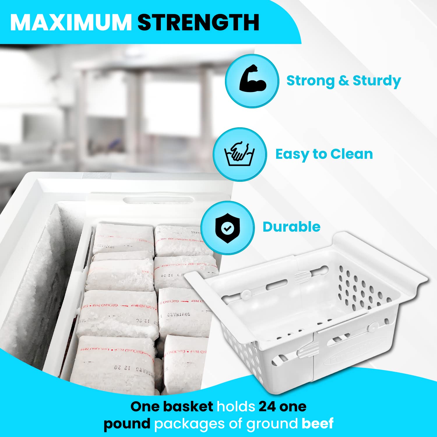 8-15 Cubic Feet Freezer Organizer System with 3-Tier Sliding Baskets, 8 Storage Bins & Magnetic Organizer - Perfect for Kitchen, Garage, or Basement Freezer Organization (Measure Your Freezer Before Purchase)