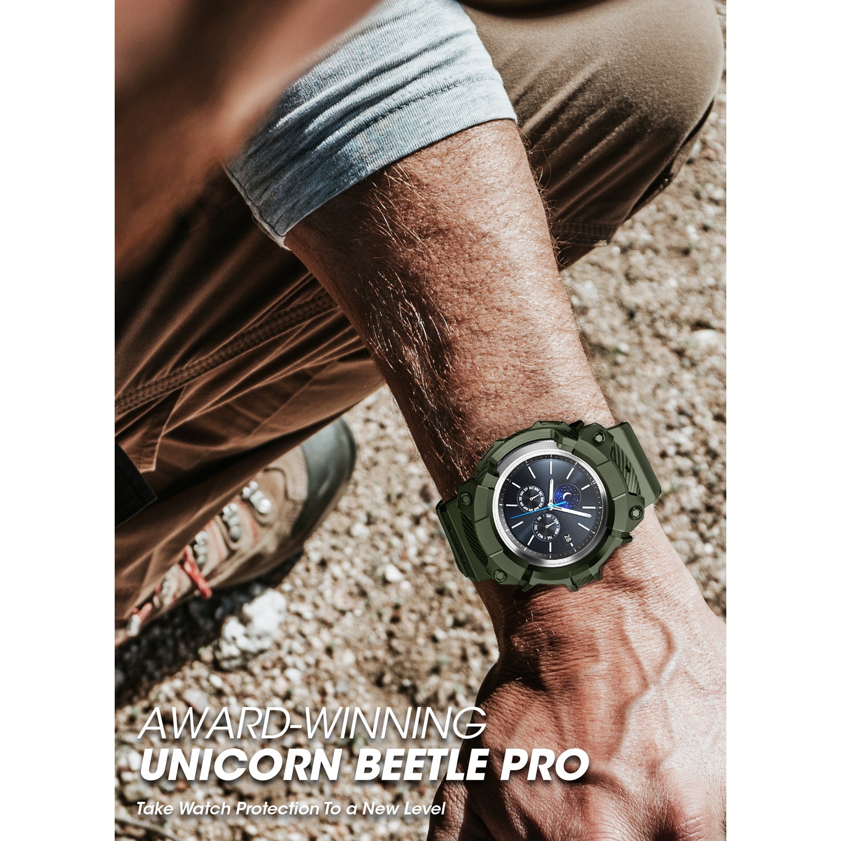 Samsung Galaxy Watch 4 46mm Unicorn Beetle Pro Case with Wristband - Dark Green Protective Cover for Sports, Workouts & Outdoor Activities