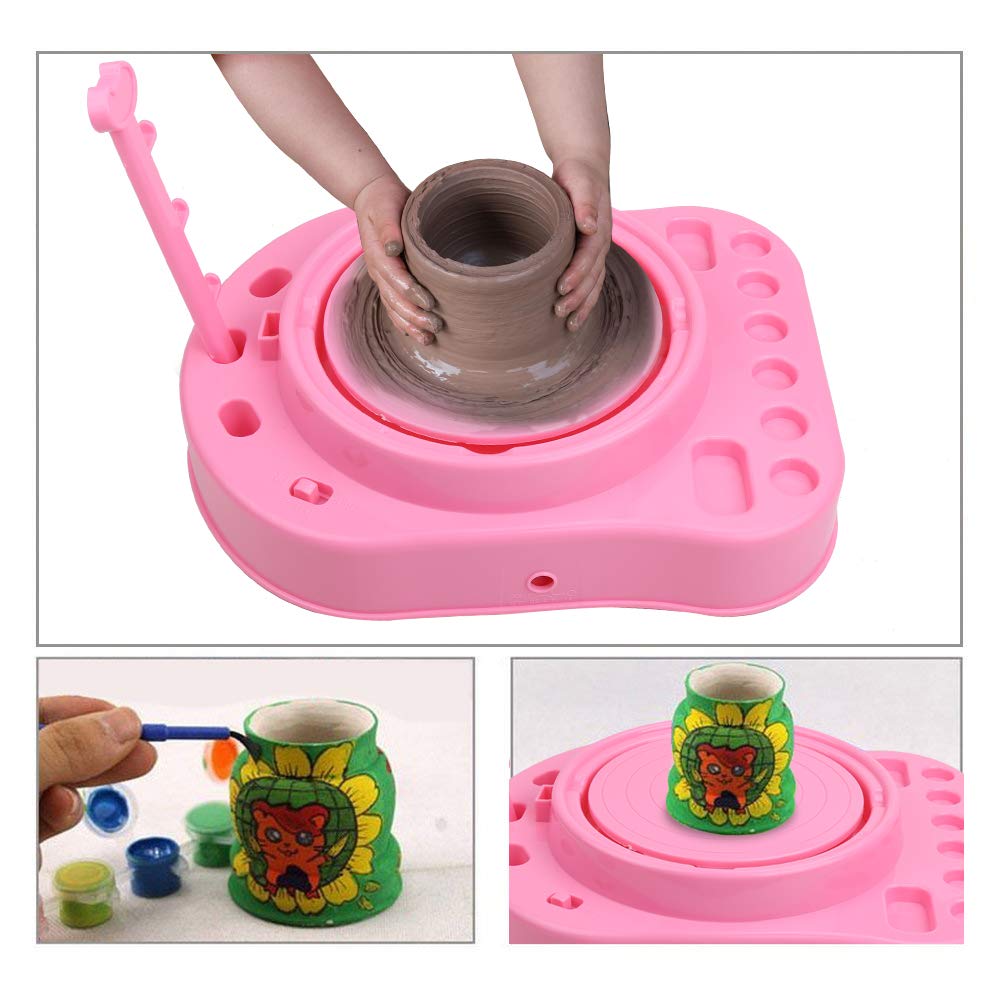 IAMGlobal Electric Pottery Wheel Kit - Professional Ceramic Studio Machine with Clay Tools, Perfect for Kids & Beginners - Creative Art Craft DIY Project for Home, Classroom & Gift (Pink)