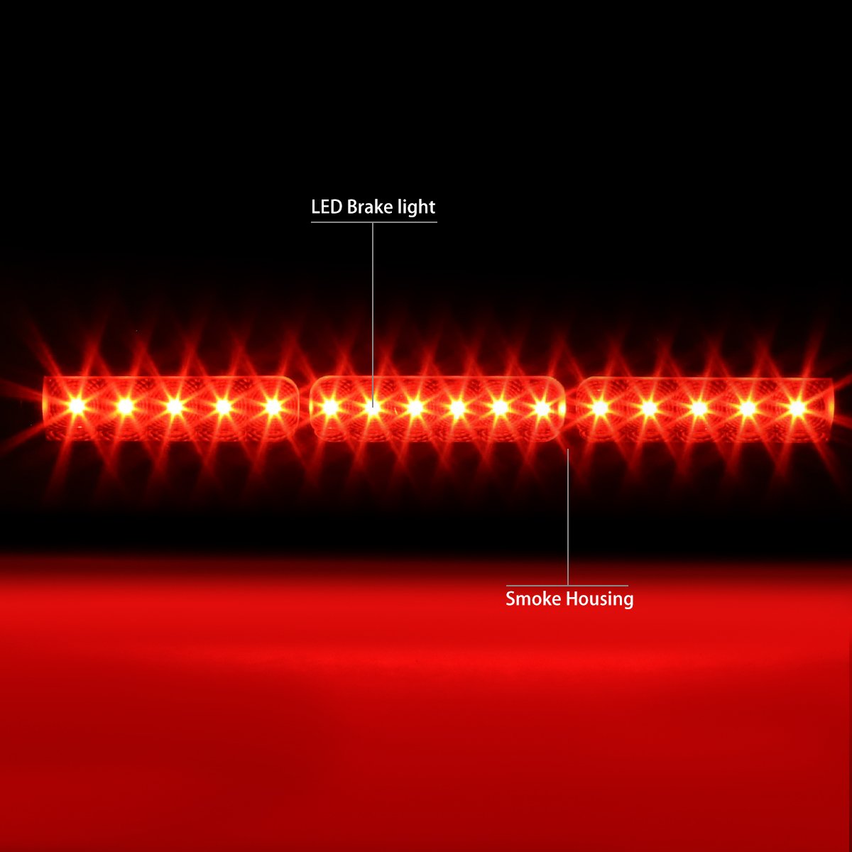 Auto Dynasty Black Housing Smoked Lens Red 3D LED Tail Lights + Dual Row 3rd Brake Light for Ford F150-F550 Pickup Trucks - Enhanced Visibility & Style Upgrade