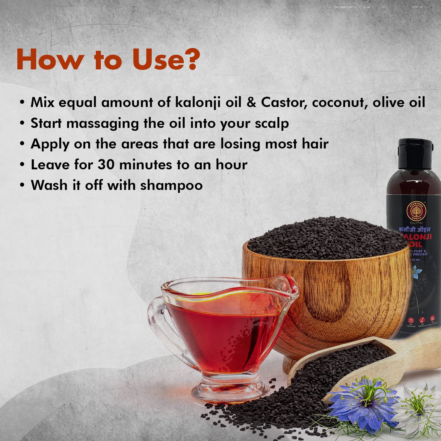 Pure Cold Pressed Kalonji Black Seed Oil (180ml) - Ayurvedic Amrita Oil for Hair Growth & Skin Care | Natural Remedy for Dry Scalp, Acne & Healthy Hair | Perfect for Massage, Aromatherapy & Daily Beauty Routine