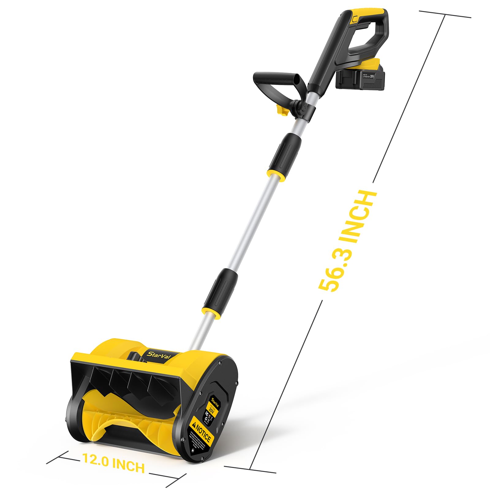 20V Cordless Electric Snow Shovel - 12 Inch Wide with Directional Plate & Auxiliary Handle - 4.0Ah Battery & Charger Included - Perfect for Driveway, Patio, Deck & Walkway Snow Removal - Winter Home & Garden Essential Tool