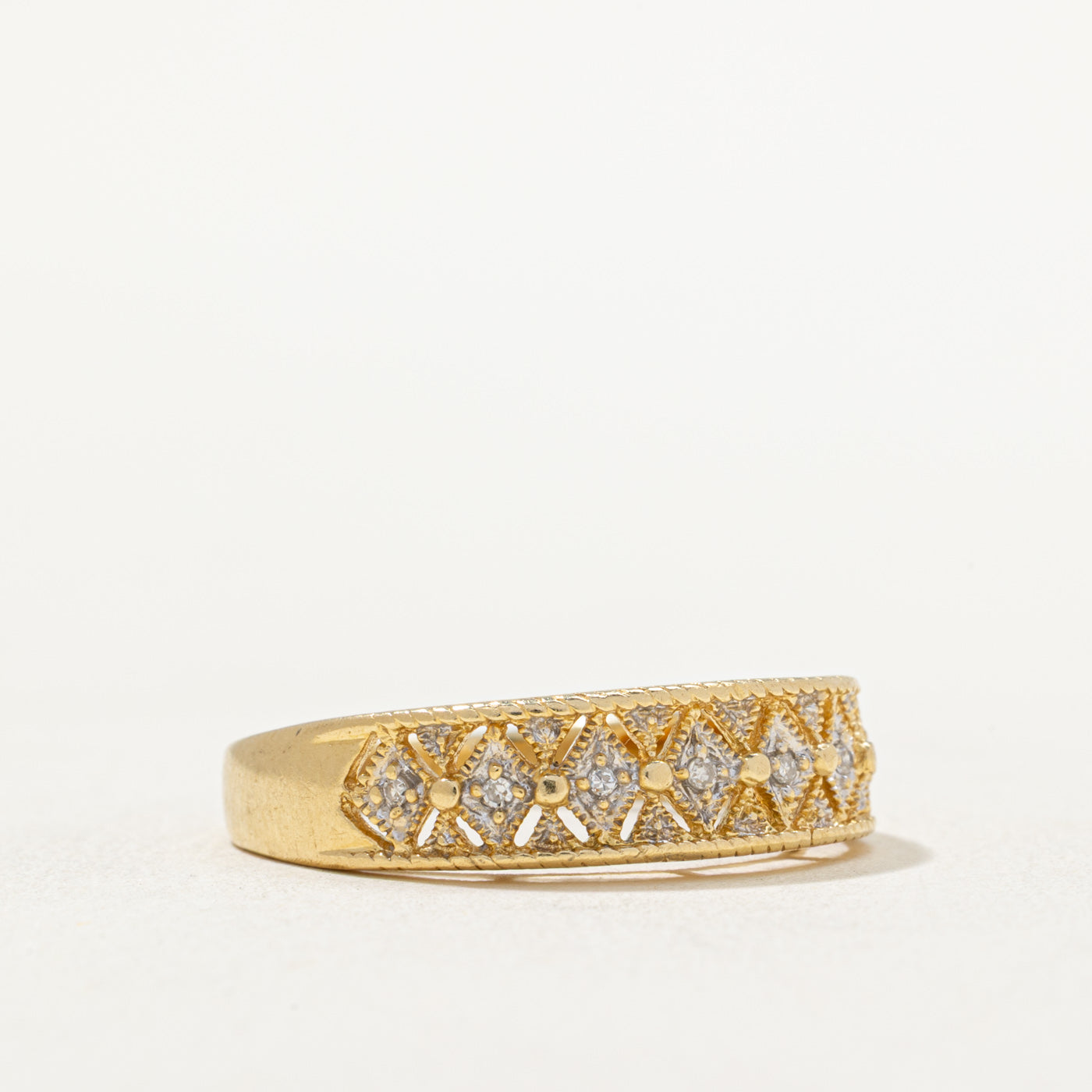 Diamond Textured Illusion Ring Set | 0.035ctw | Size 9.25 | Elegant Wedding Band & Anniversary Gift for Women