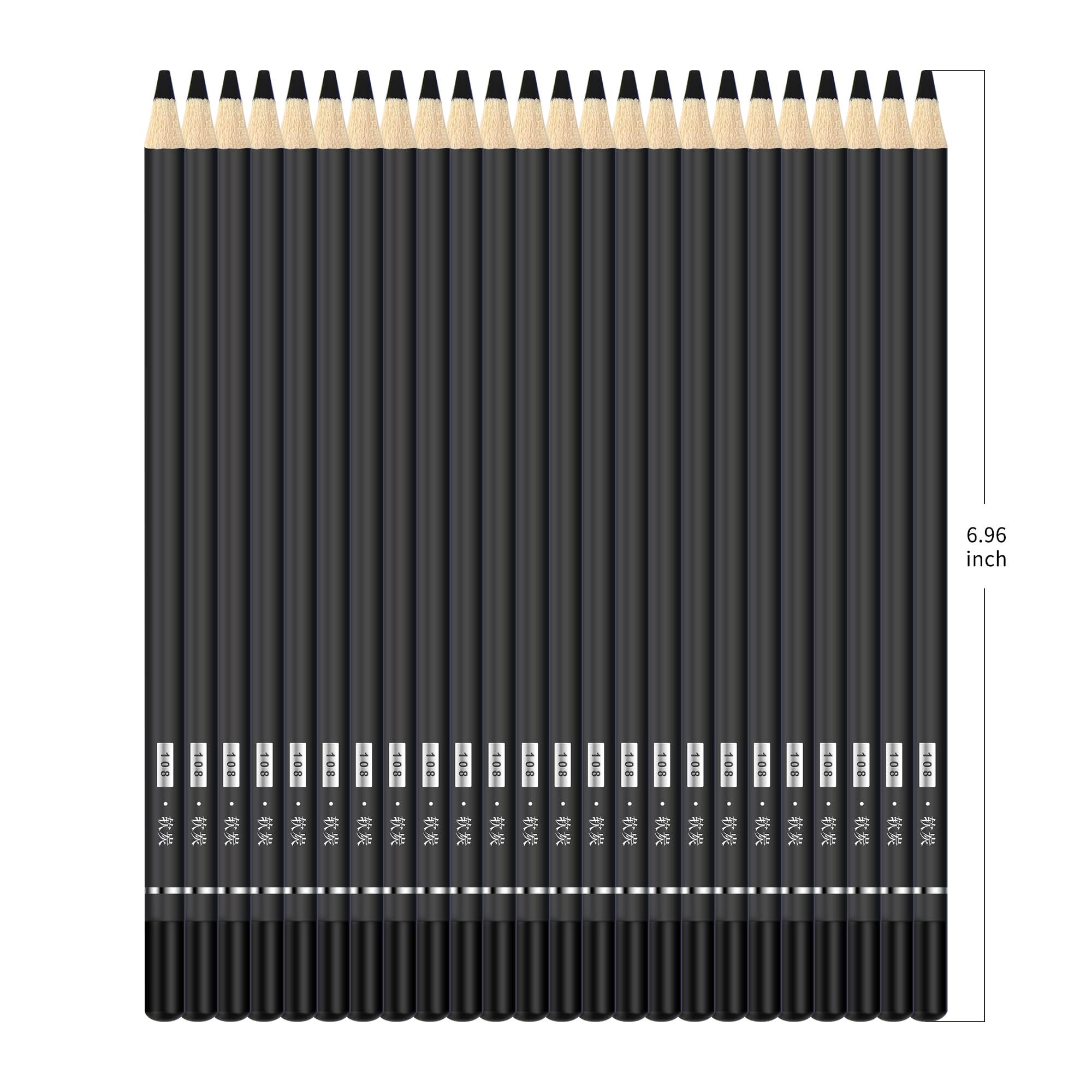 24-Piece Drawing Charcoal Pencils Set for Sketching & Shading - Perfect for Artists & Beginners