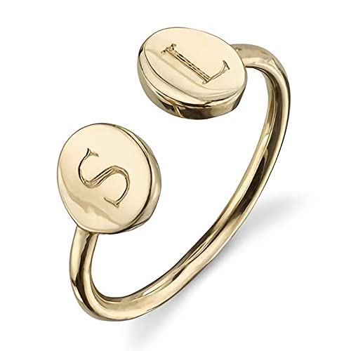 Custom Name Ring Personalized 10K 14K 18K Gold Moissanite Letter Ring - Mother Daughter Jewelry Gift for Women & Girls - Perfect for Birthdays, Anniversaries & Special Occasions