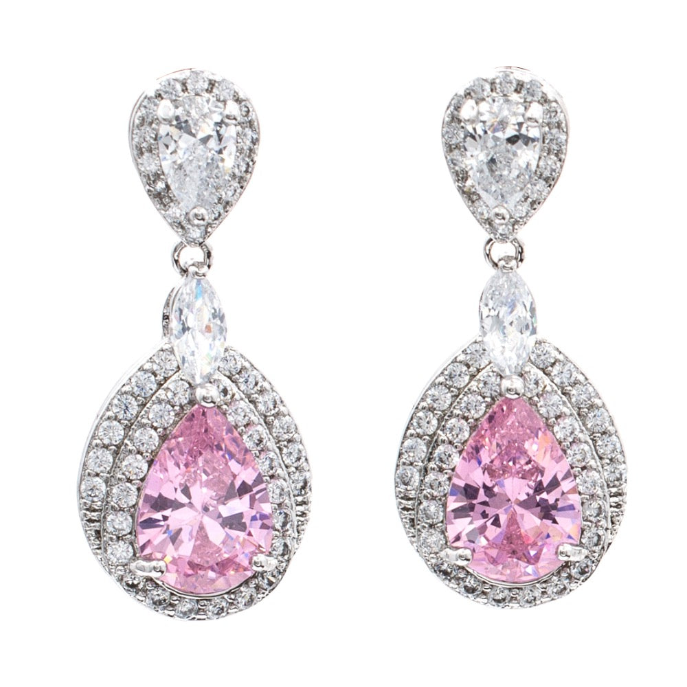 Cubic Zirconia Teardrop Dangle Earrings for Women - Elegant Bridal Wedding Jewelry GT8063 | Perfect for Weddings, Parties & Special Occasions
