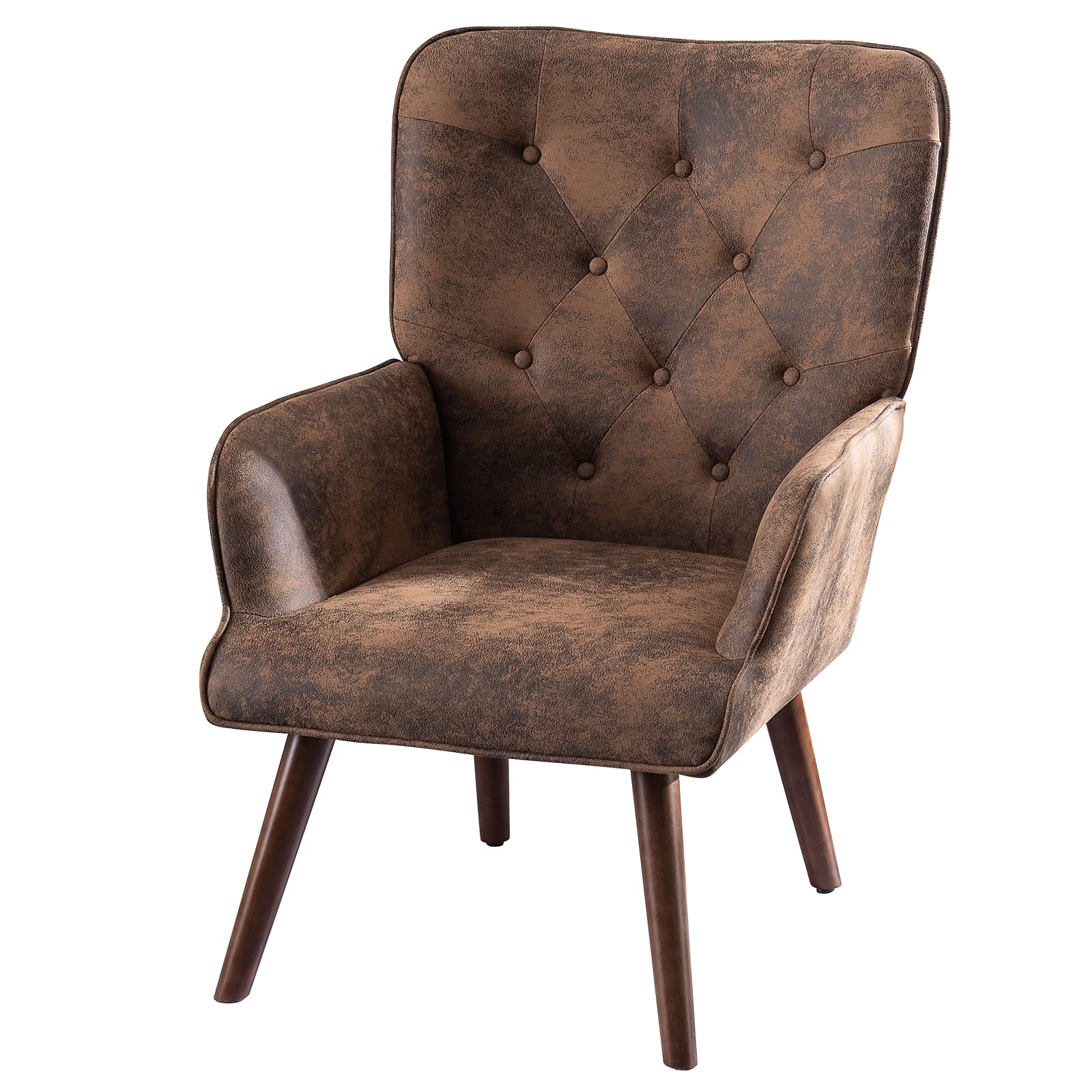 Modern Deerskin Lounge Chair - Single Upholstered Sofa Chair for Living Room, Bedroom & Office - Nordic Style Reading Chair in Brown - Perfect for Relaxing, Reading & Working