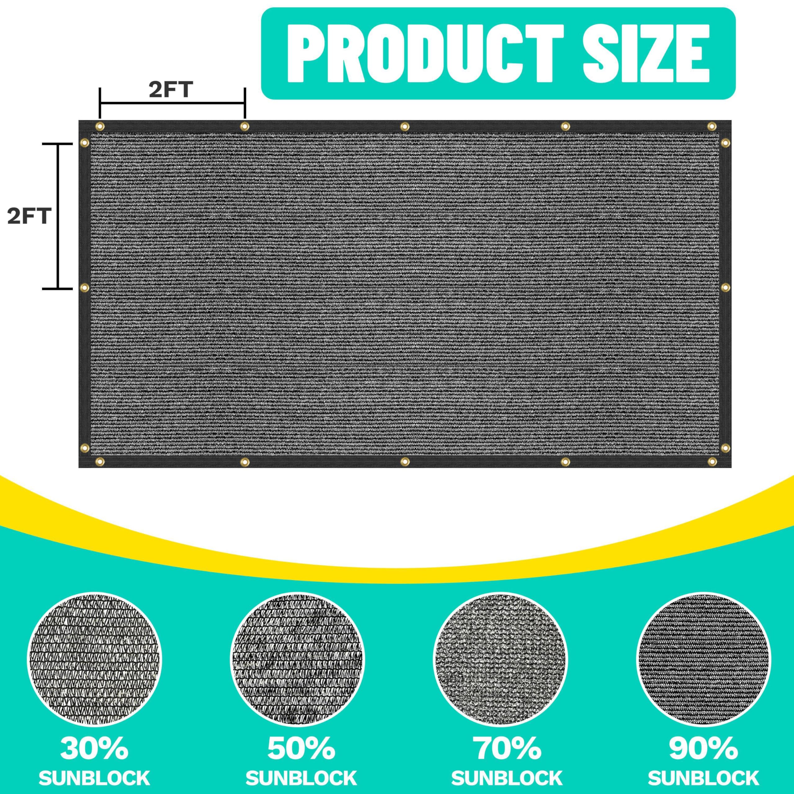 Royal Shade 6' x 4' Black 90% UV Blocking Shade Cloth - Heavy Duty Mesh Tarp with Grommets for Dog Kennel Cover, Fence Privacy Screen, Greenhouse, Chicken Coop & Pet Playpen - Custom Sizes Available - Perfect for Outdoor Shade Solutions & Garden Protection