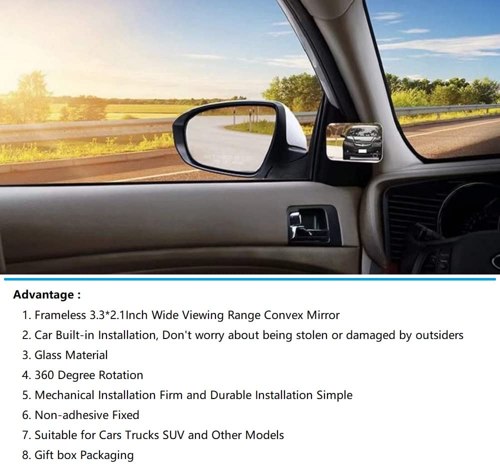 Blind Spot Mirror for Cars - Wide Angle Safety Mirror for Driving, Eliminating Blind Spots & Enhancing Overtaking Safety - Perfect Gift for Drivers (Ideal for Highway, Parking & Lane Changing)