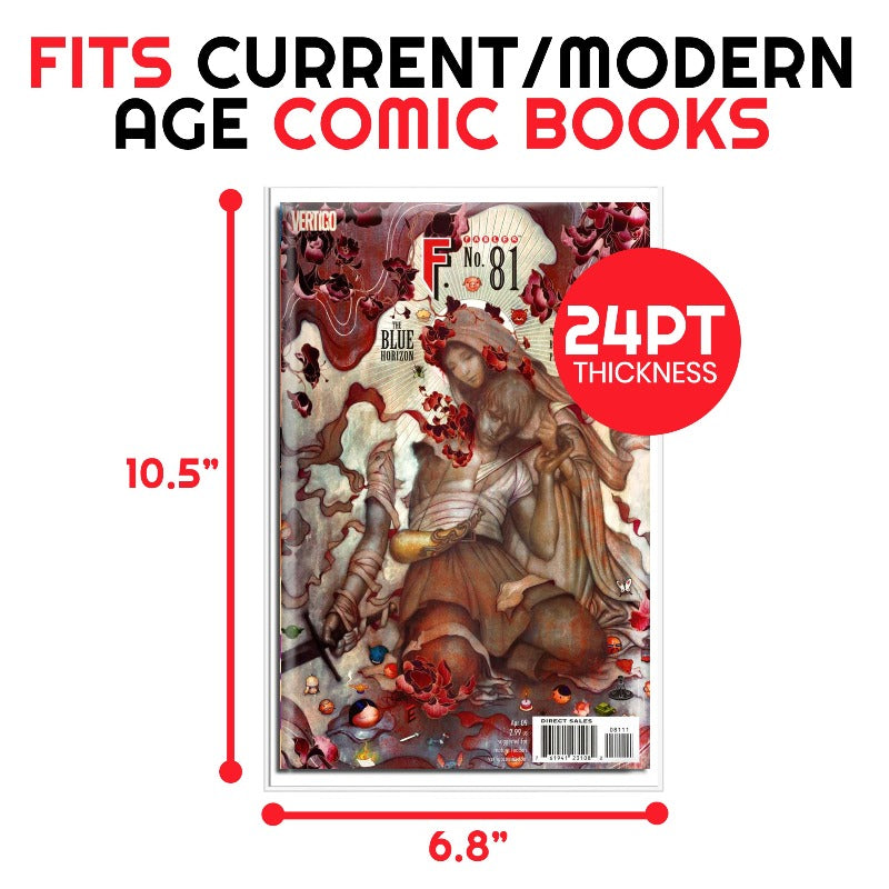 Premium 24PT Comic Backer Boards - Acid-Free & Archival Safe for Current Age Size Comics - Perfect for Collecting, Storing & Protecting Comic Books