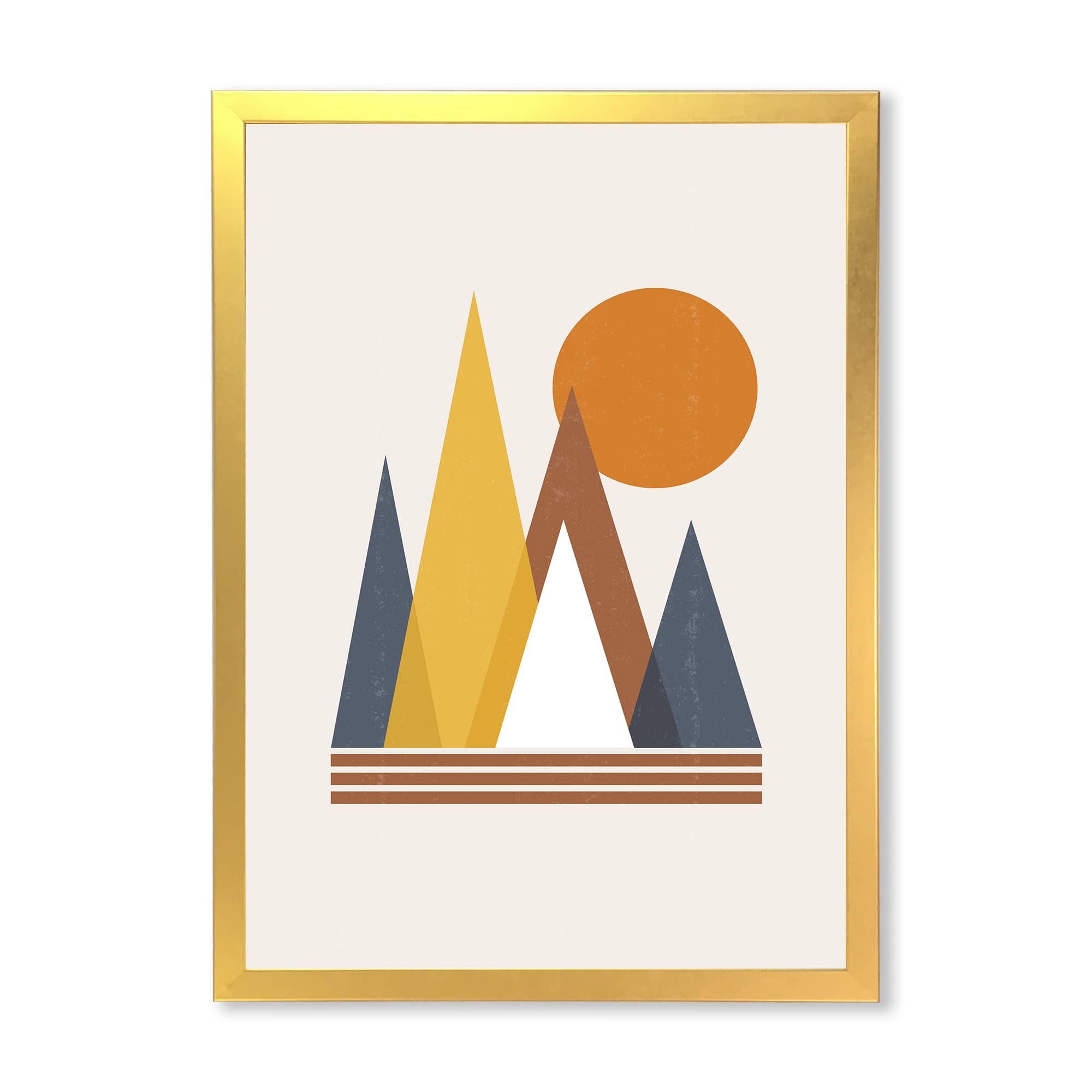 Modern Framed Wall Art with Mountain and Sun Abstract Design - Perfect for Living Room, Bedroom & Office Decor