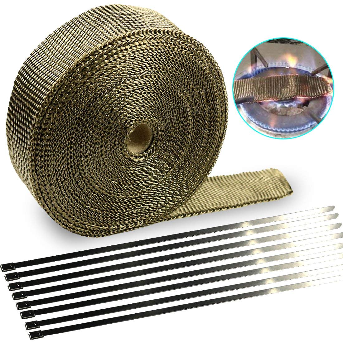 High-Performance Motorcycle Exhaust Wrap - 2 Rolls x 50 Ft Heat Resistant Fiberglass Tape for Improved Engine Performance & Heat Protection - Perfect for Racing, Custom Bikes & Off-Road Motorcycles