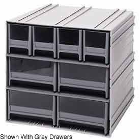 Quantum QIC-4244RD 8-Drawer Interlocking Gray Storage Cabinet with Red Drawers - 11.38