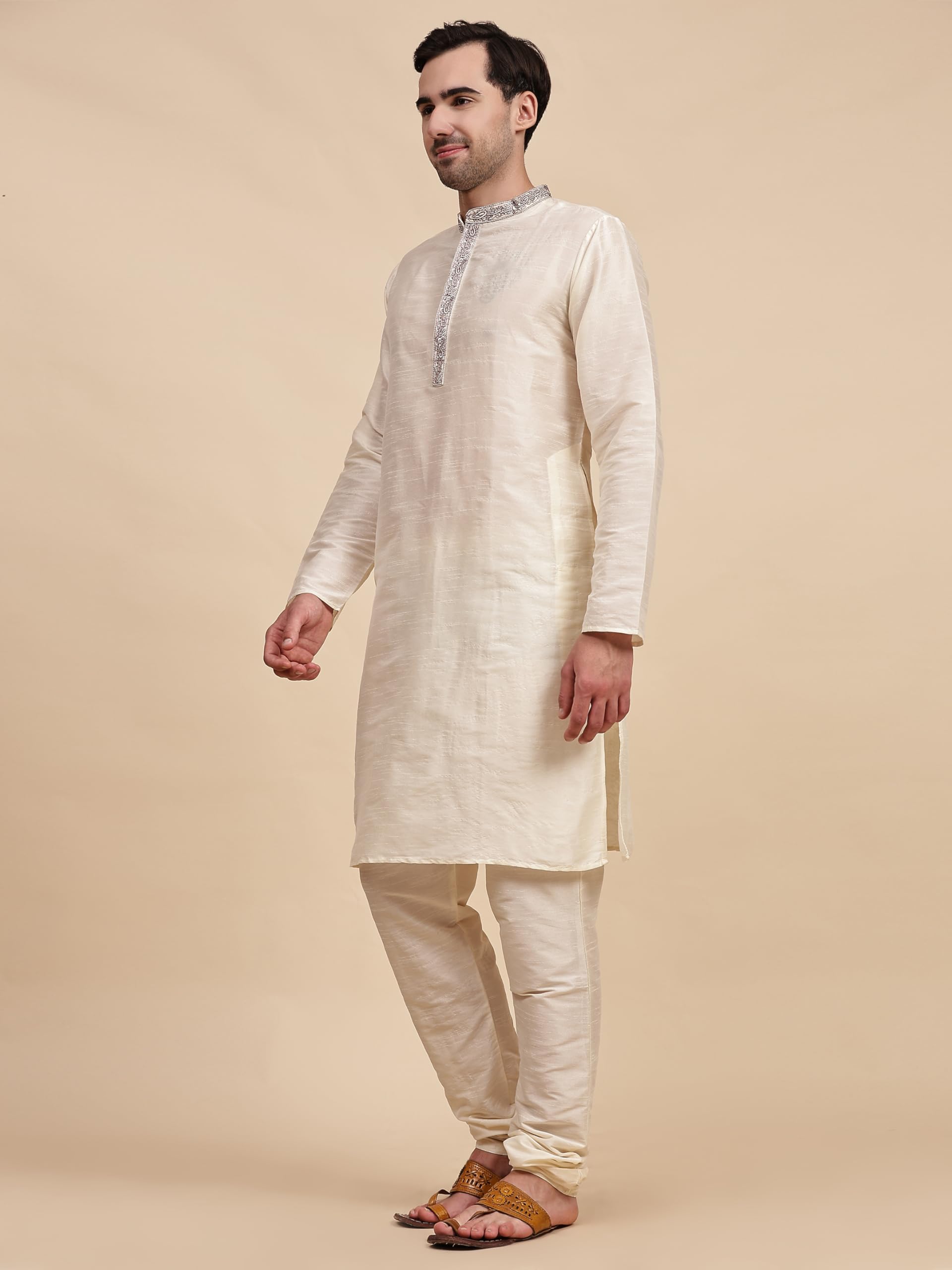 SKAVIJ Men's Tunic Art Silk Kurta Pajama Set - Elegant Wedding & Party Outfit for Festive Occasions | Perfect for Indian Weddings, Diwali Celebrations & Cultural Events