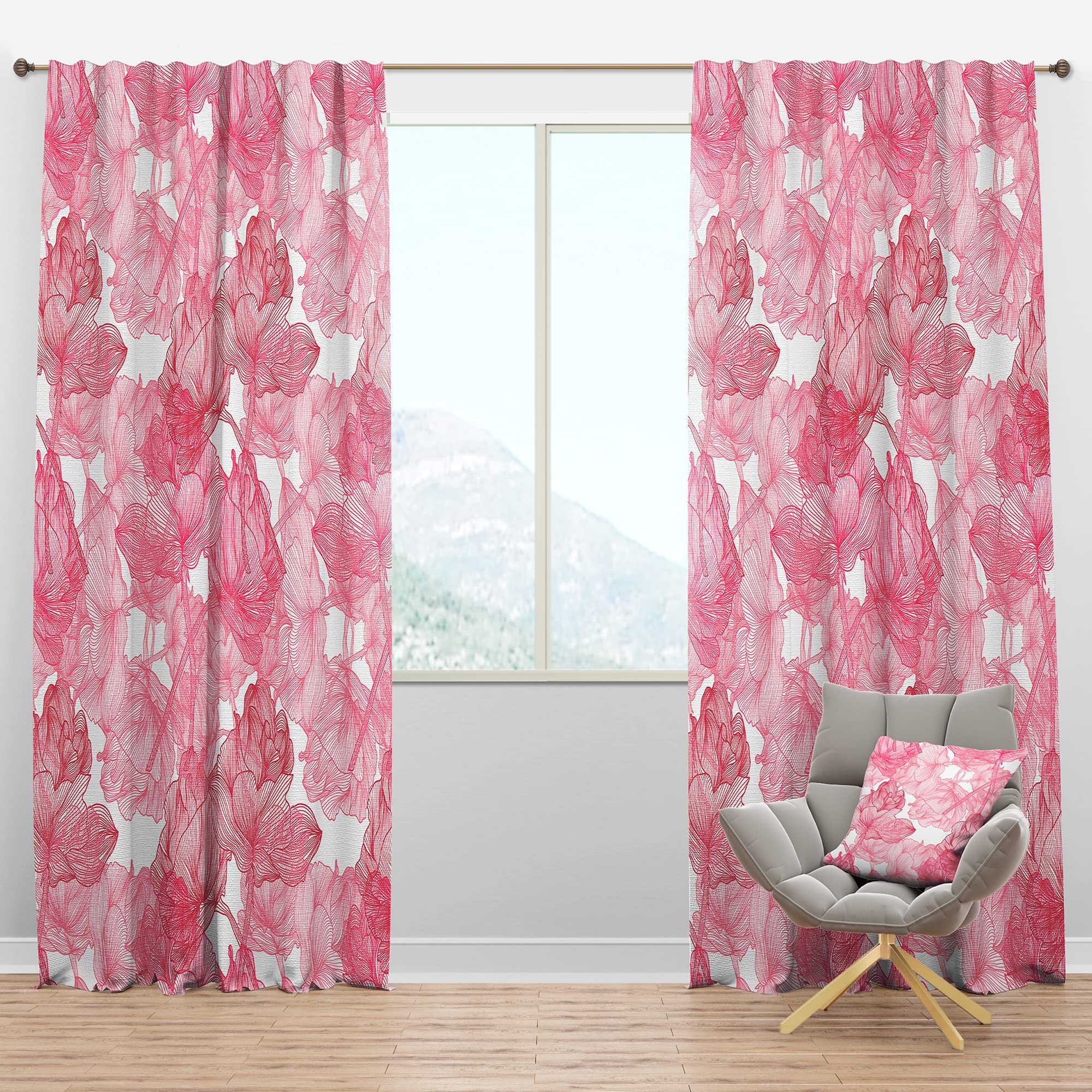 DesignQ Blackout Curtains with Hand-Painted Red Floral Pattern - Thermal Insulated Room Darkening Window Drapes for Bedroom & Living Room (52x90, Single Panel) - Perfect for Home Decor, Light Blocking & Temperature Control