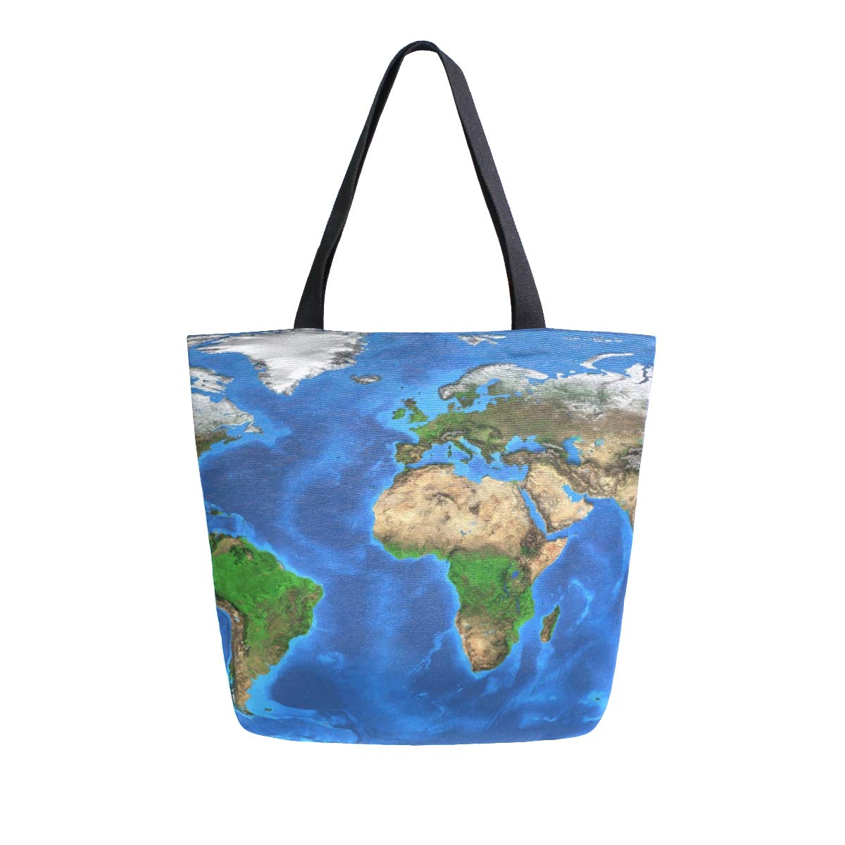Senya World Map & Landforms Canvas Tote Bag - Large Top Handle Shoulder Bag for Women, Travel, Shopping, School & Picnic | Durable Eco-Friendly Beach Bag & Work Tote for Daily Commute