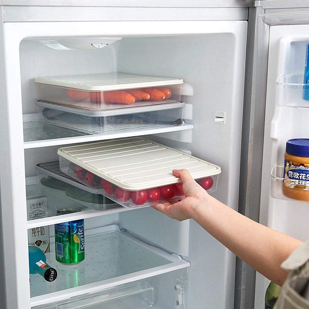 Clear Plastic Food Storage Containers with Lids 11.02×8.85×1.81 Inches - 2 Pack Large Vegetable Organizer Bins for Refrigerator, Crisper Drawer & Pantry - Keep Fruits, Veggies & Leftovers Fresh - Kitchen Organization & Meal Prep Essentials