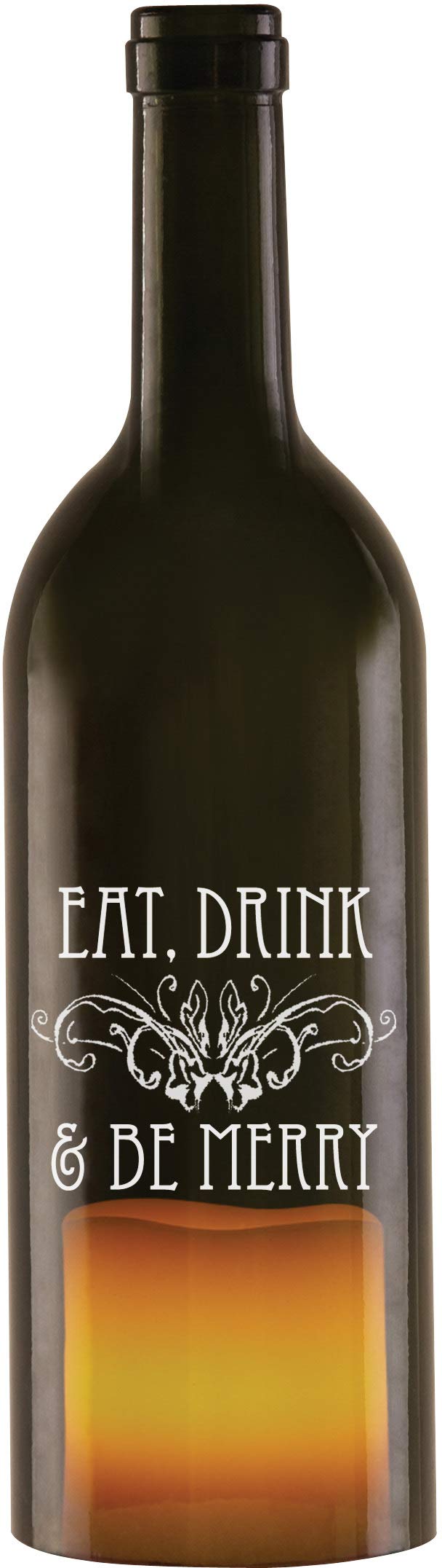 Pavilion Gift Company 11-Inch LED Wine Bottle Candle Holder - Perfect for Romantic Dinners, Wedding Centerpieces & Holiday Decor - Eat, Drink & Be Merry Gift